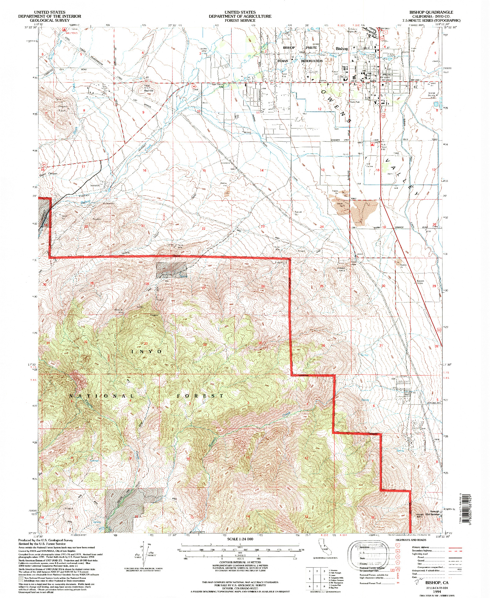 USGS 1:24000-SCALE QUADRANGLE FOR BISHOP, CA 1994