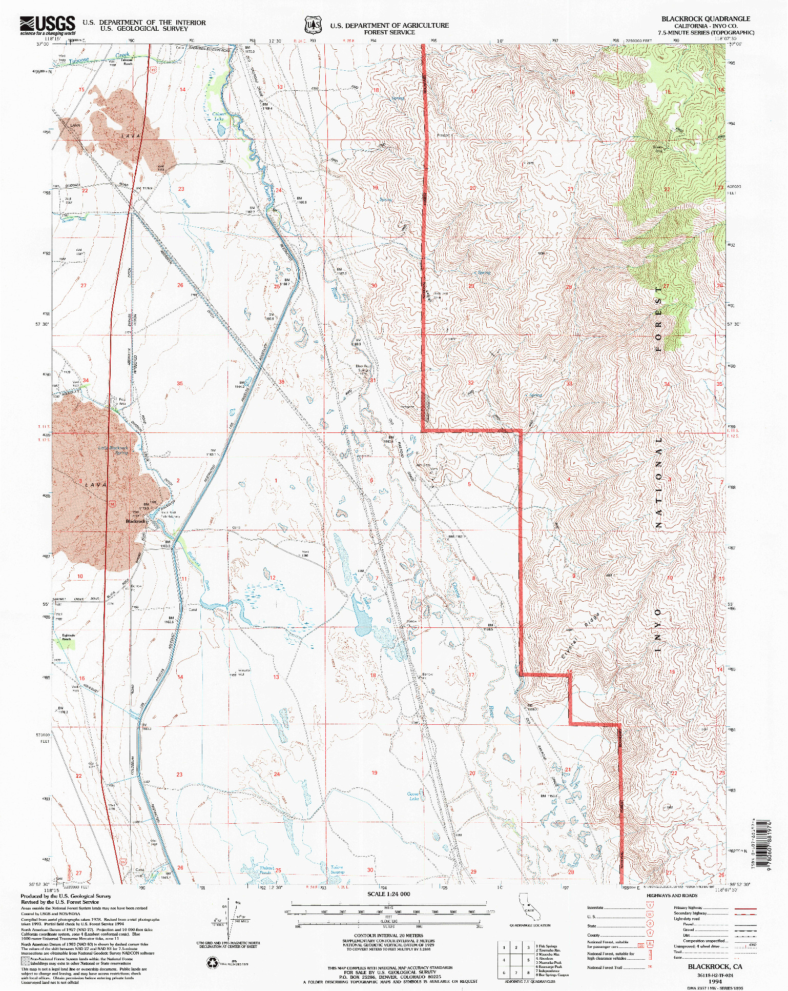USGS 1:24000-SCALE QUADRANGLE FOR BLACKROCK, CA 1994