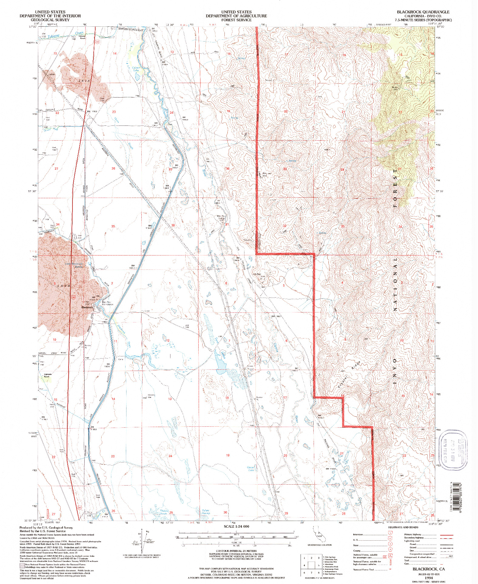 USGS 1:24000-SCALE QUADRANGLE FOR BLACKROCK, CA 1994