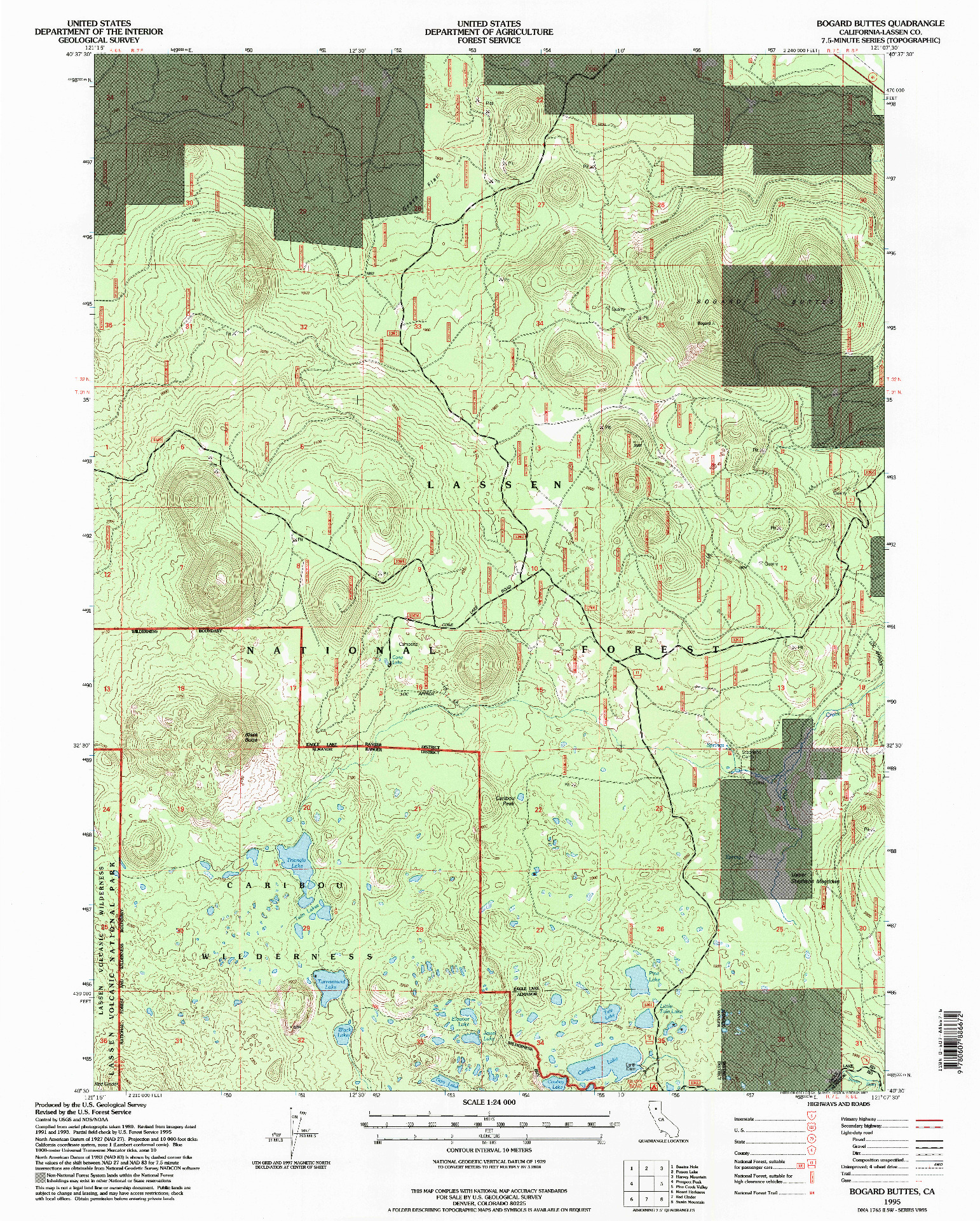 USGS 1:24000-SCALE QUADRANGLE FOR BOGARD BUTTES, CA 1995