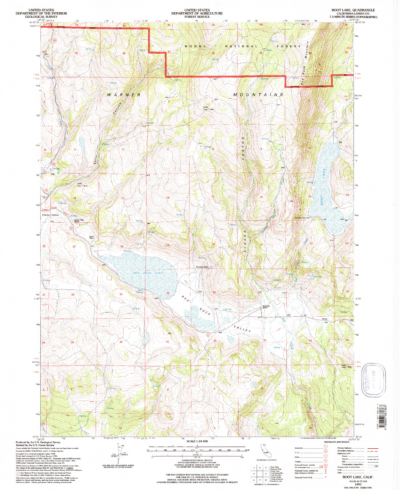 USGS 1:24000-SCALE QUADRANGLE FOR BOOT LAKE, CA 1993