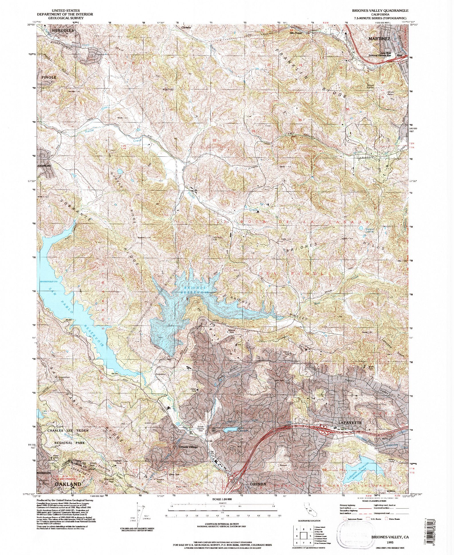USGS 1:24000-SCALE QUADRANGLE FOR BRIONES VALLEY, CA 1993