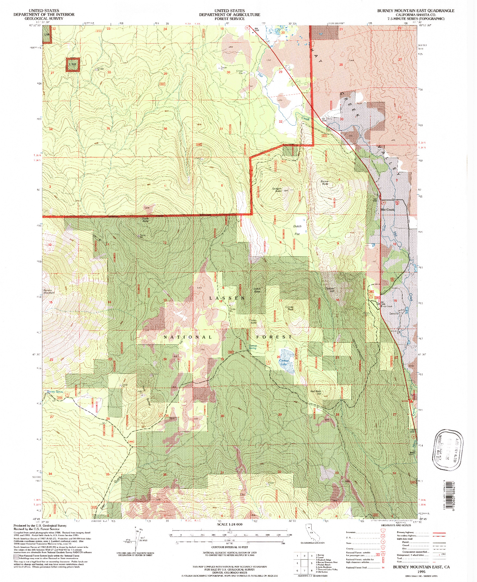 USGS 1:24000-SCALE QUADRANGLE FOR BURNEY MOUNTAIN EAST, CA 1995