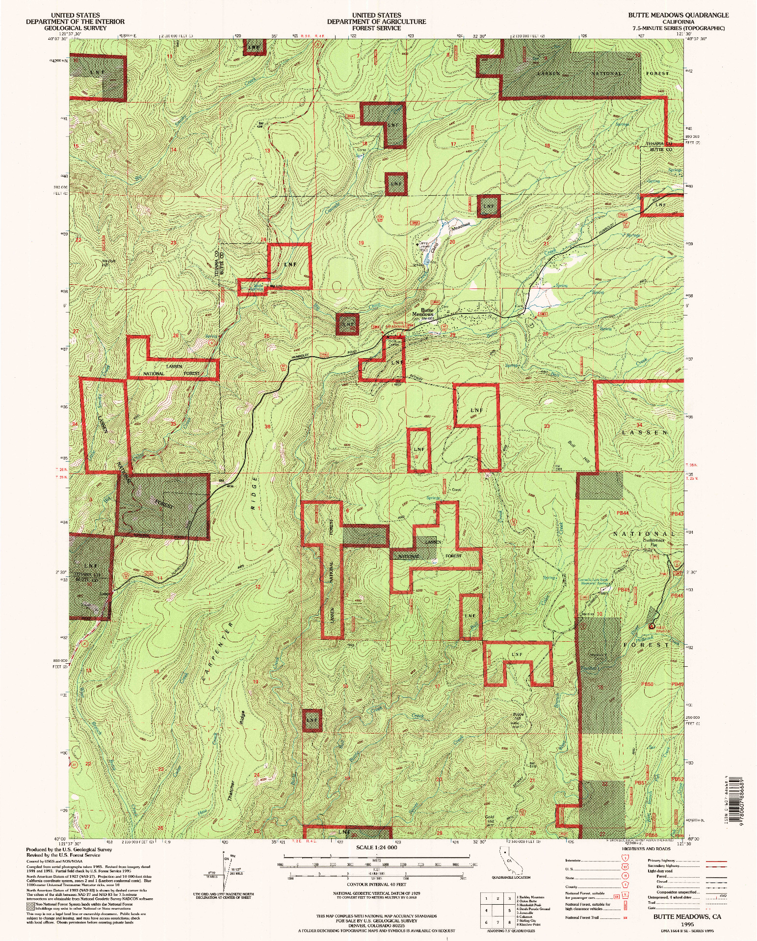 USGS 1:24000-SCALE QUADRANGLE FOR BUTTE MEADOWS, CA 1995
