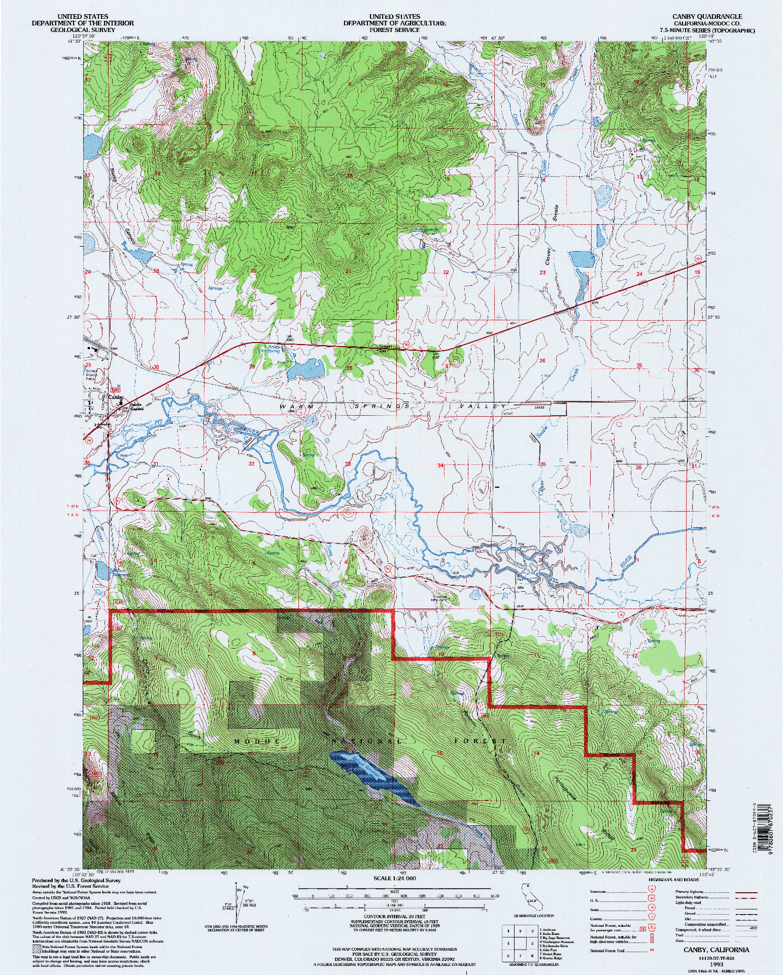 USGS 1:24000-SCALE QUADRANGLE FOR CANBY, CA 1993