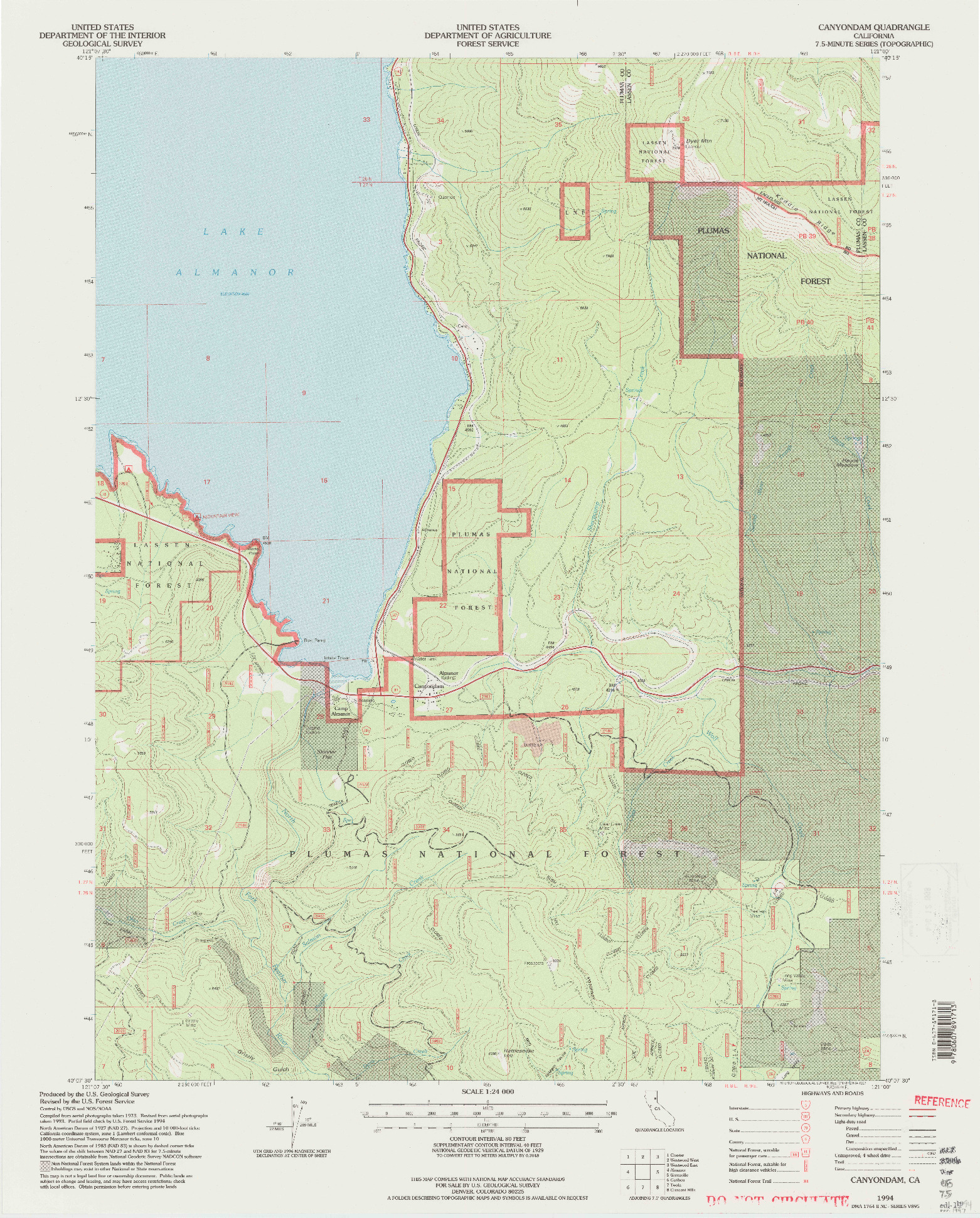 USGS 1:24000-SCALE QUADRANGLE FOR CANYONDAM, CA 1994