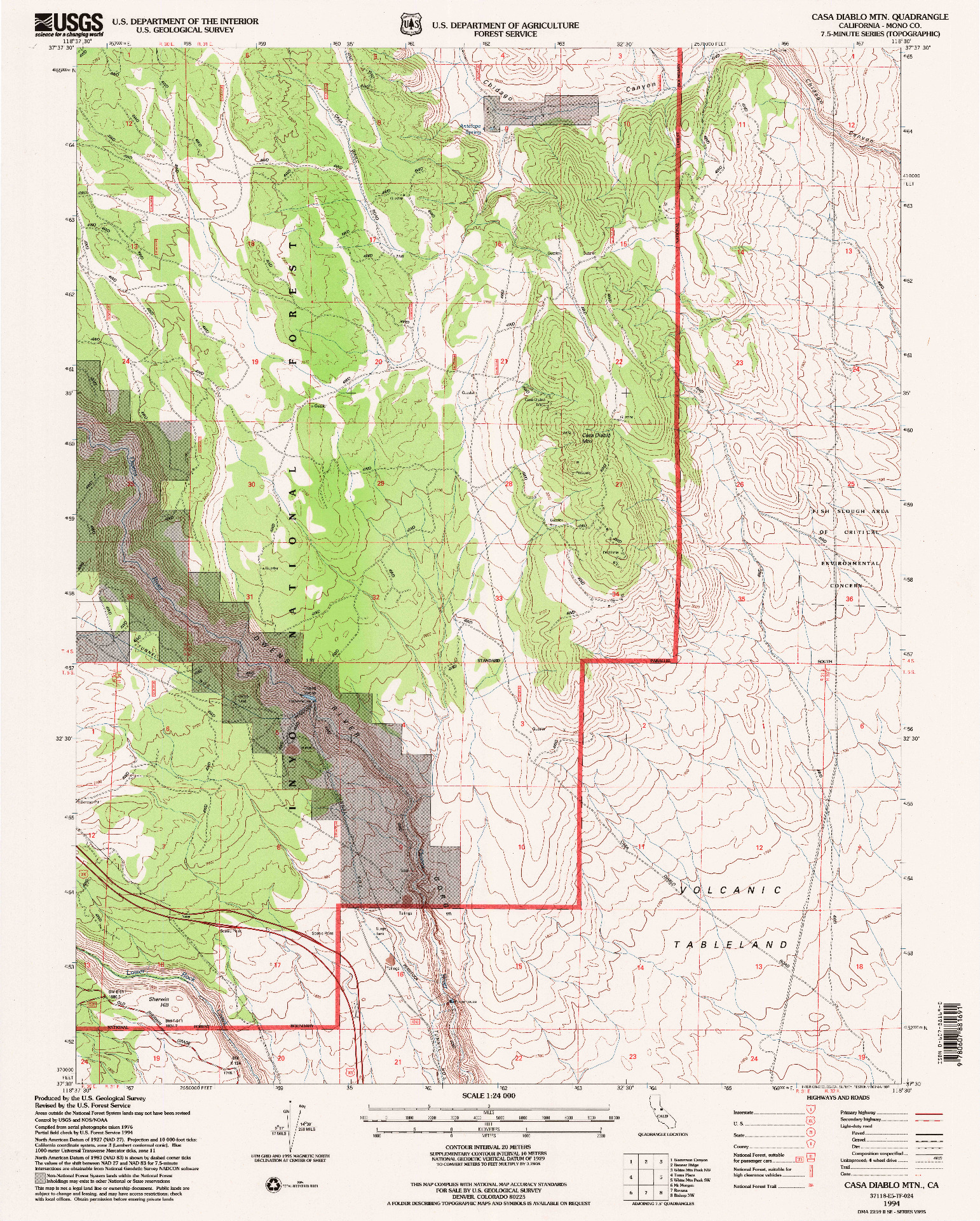 USGS 1:24000-SCALE QUADRANGLE FOR CASA DIABLO MTN., CA 1994