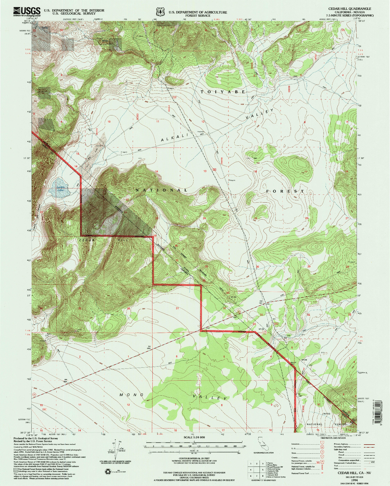 USGS 1:24000-SCALE QUADRANGLE FOR CEDAR HILL, CA 1994