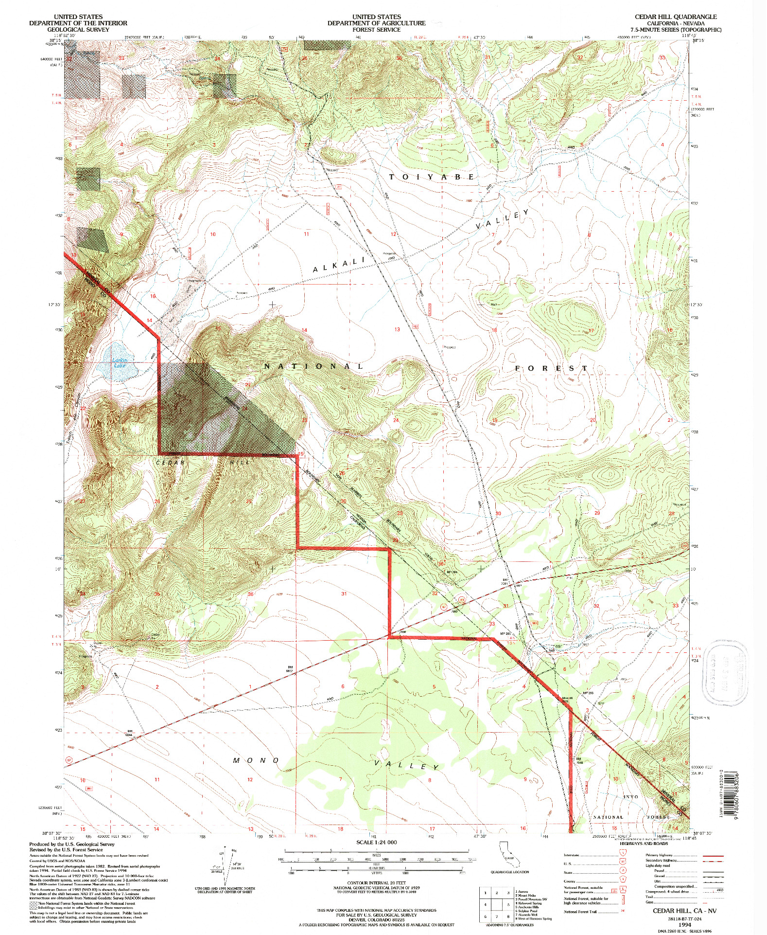 USGS 1:24000-SCALE QUADRANGLE FOR CEDAR HILL, CA 1994