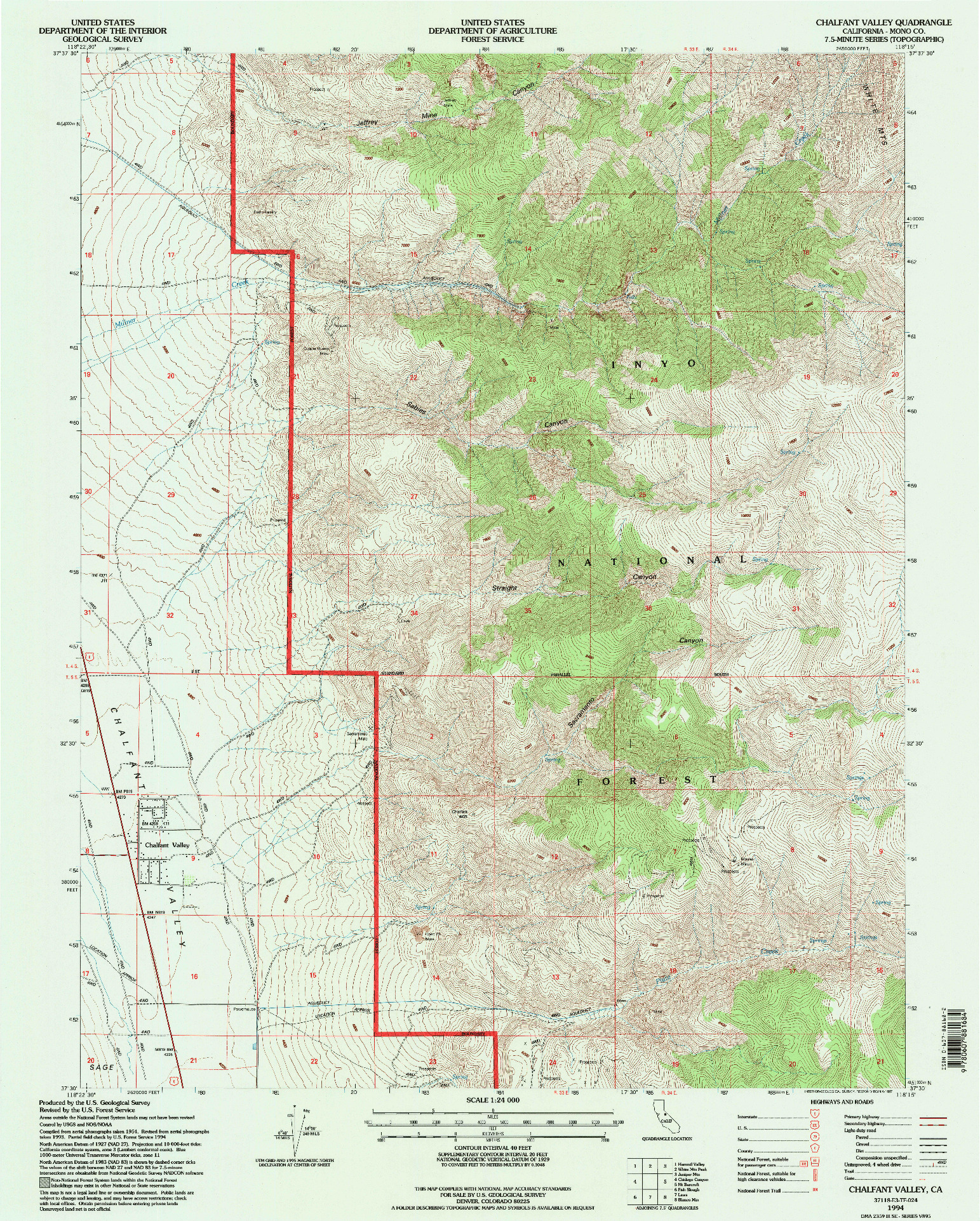 USGS 1:24000-SCALE QUADRANGLE FOR CHALFANT VALLEY, CA 1994