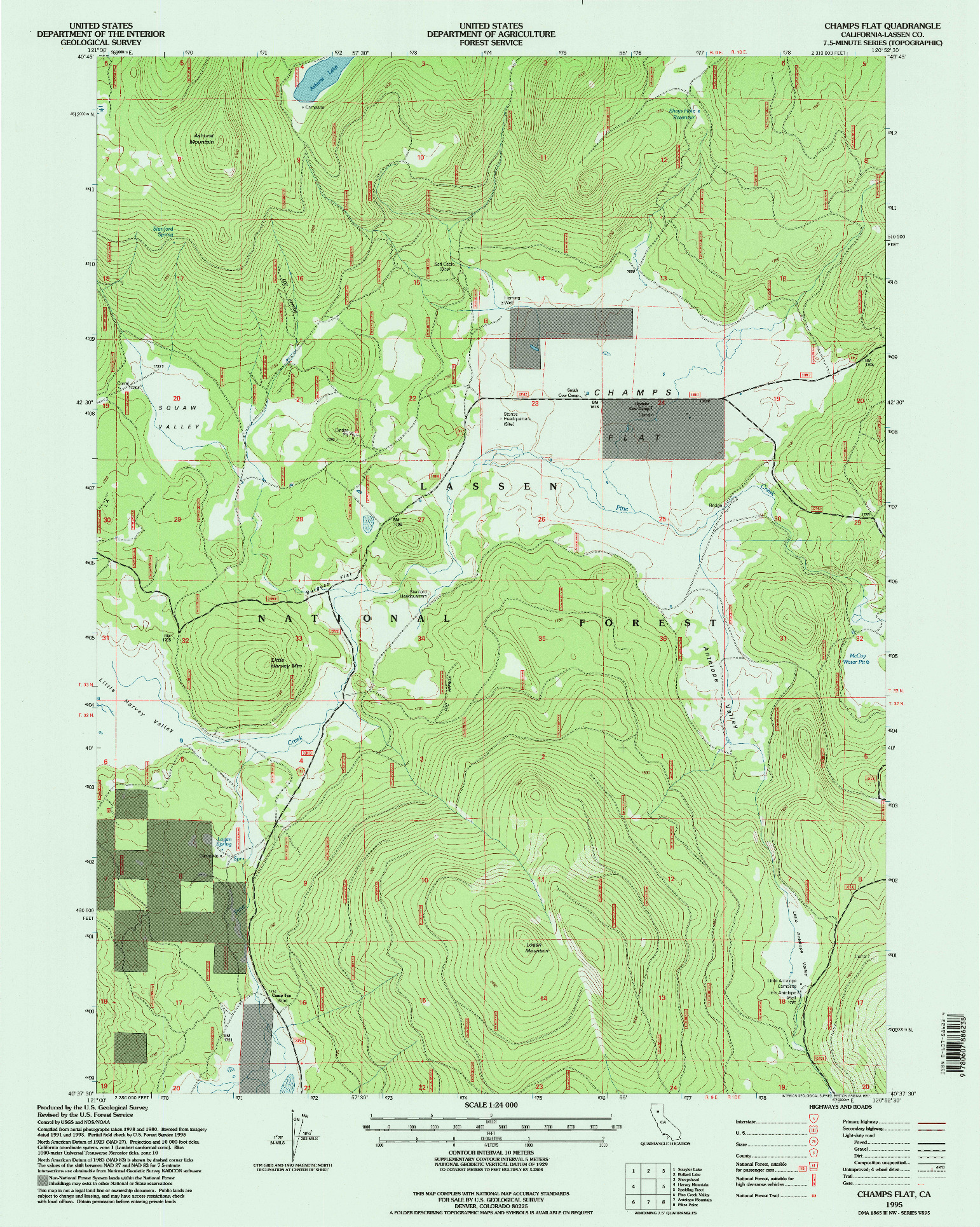 USGS 1:24000-SCALE QUADRANGLE FOR CHAMPS FLAT, CA 1995