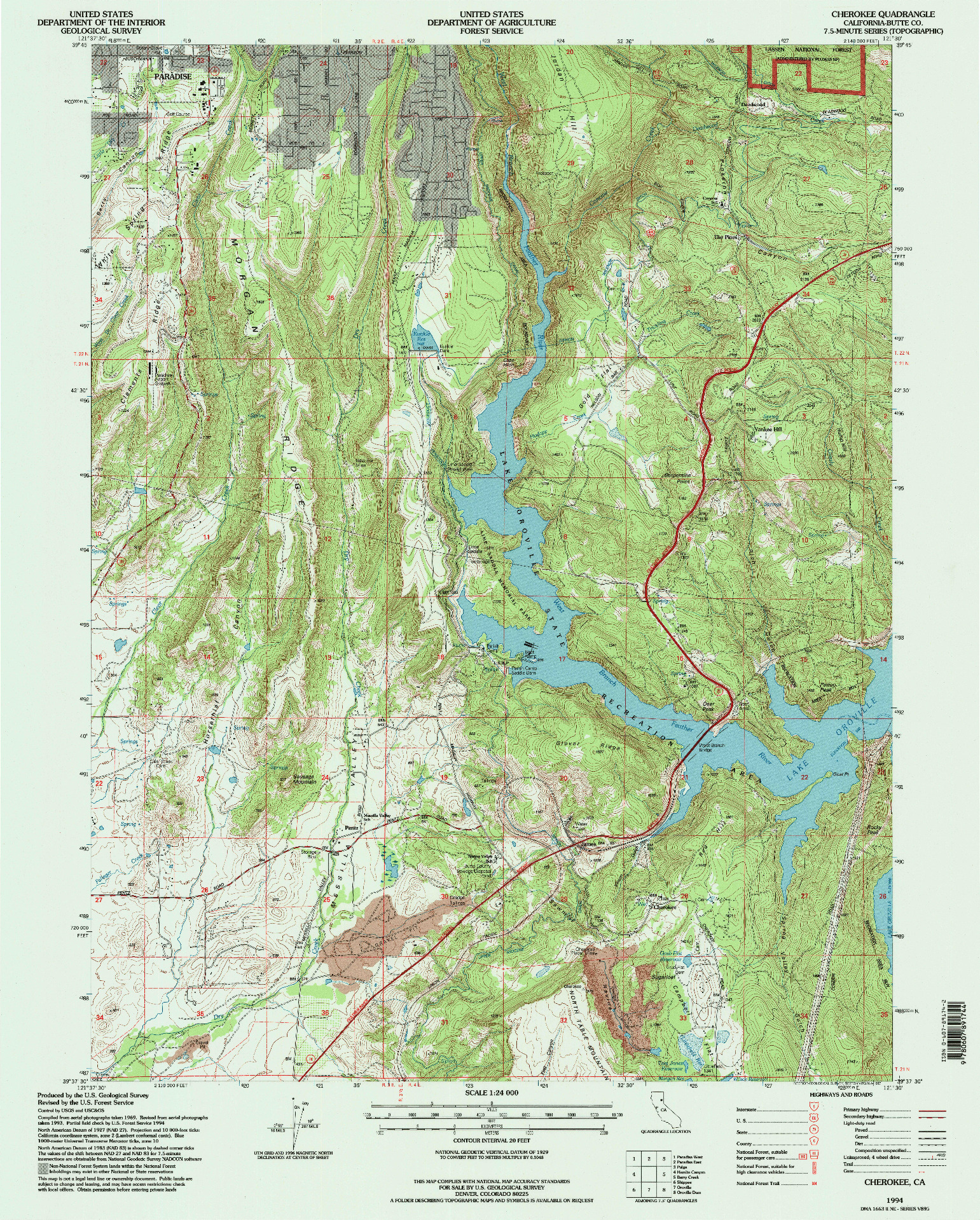 USGS 1:24000-SCALE QUADRANGLE FOR CHEROKEE, CA 1994