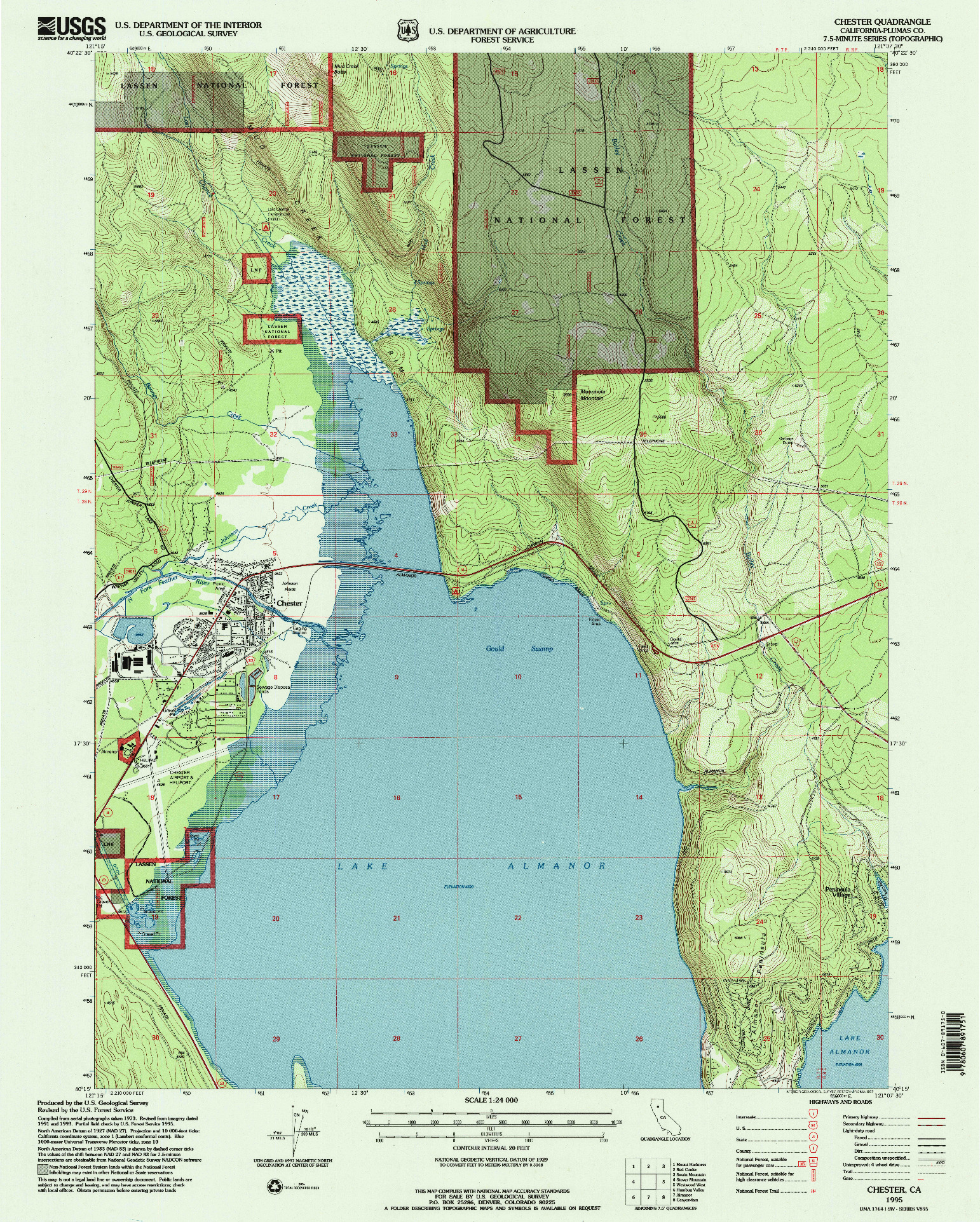 USGS 1:24000-SCALE QUADRANGLE FOR CHESTER, CA 1995