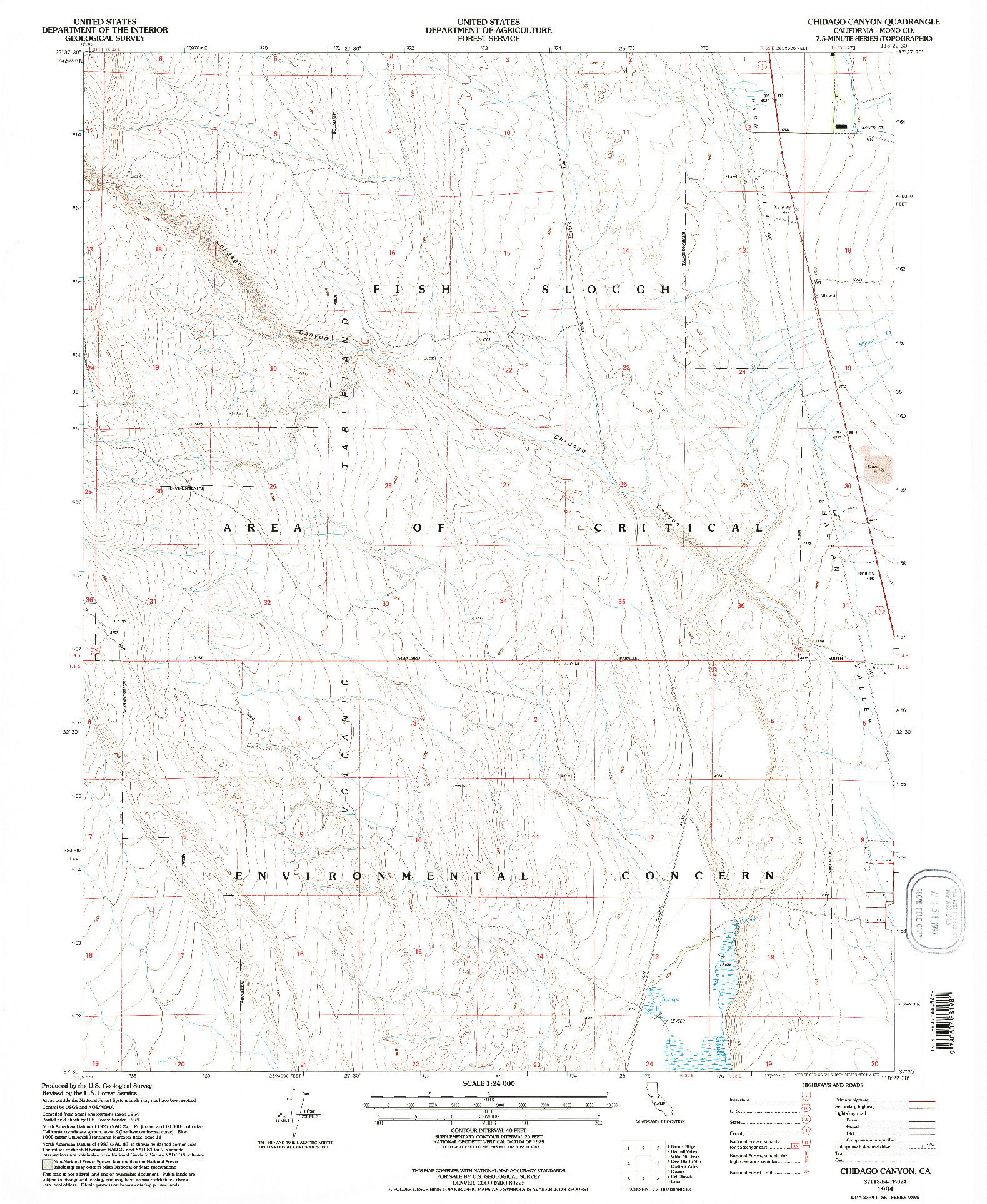 USGS 1:24000-SCALE QUADRANGLE FOR CHIDAGO CANYON, CA 1994