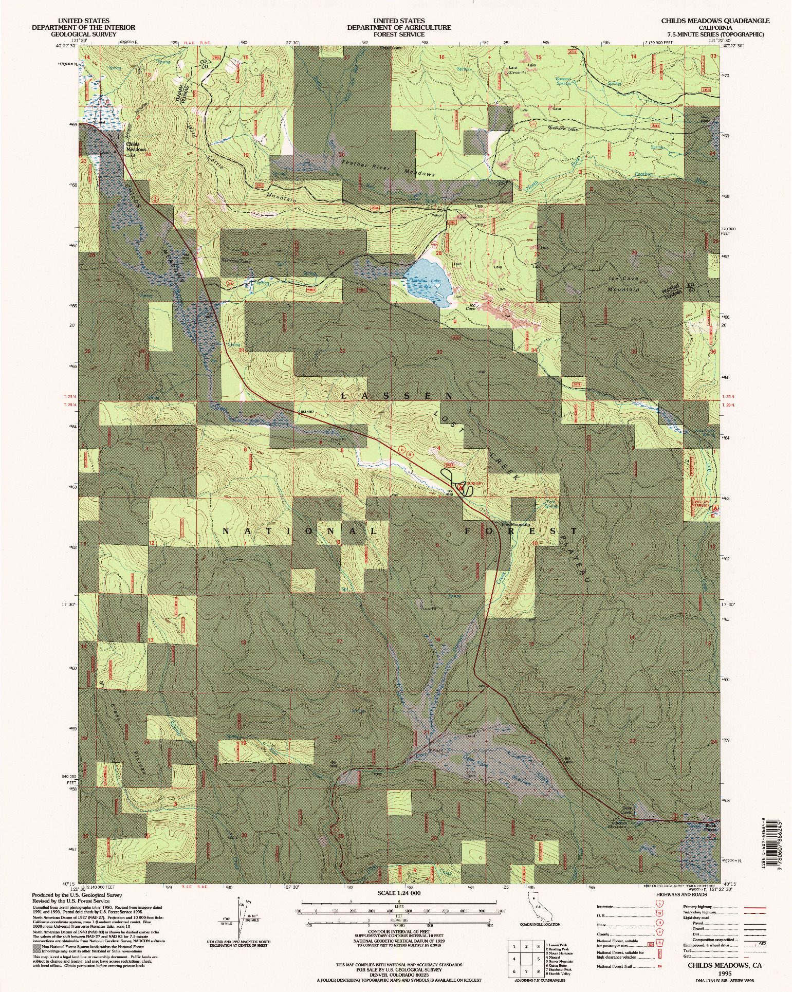 USGS 1:24000-SCALE QUADRANGLE FOR CHILDS MEADOWS, CA 1995