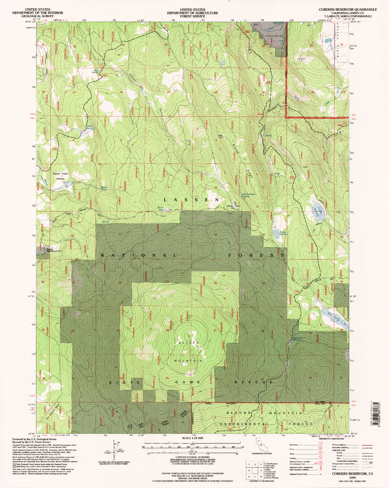 USGS 1:24000-SCALE QUADRANGLE FOR CORDERS RESERVOIR, CA 1995