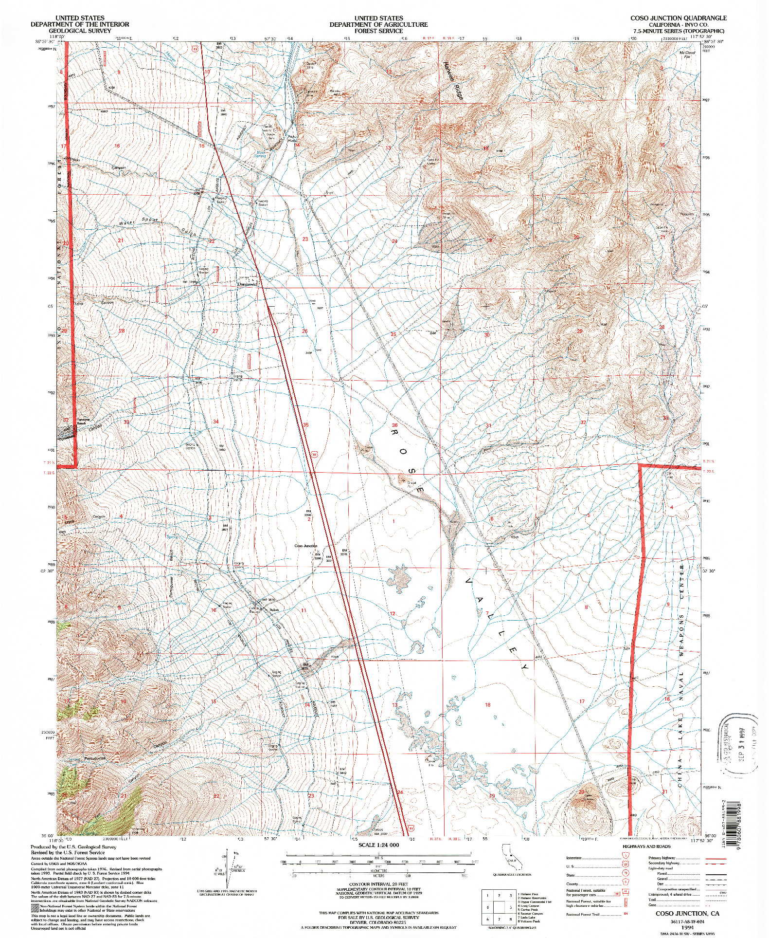 USGS 1:24000-SCALE QUADRANGLE FOR COSO JUNCTION, CA 1994