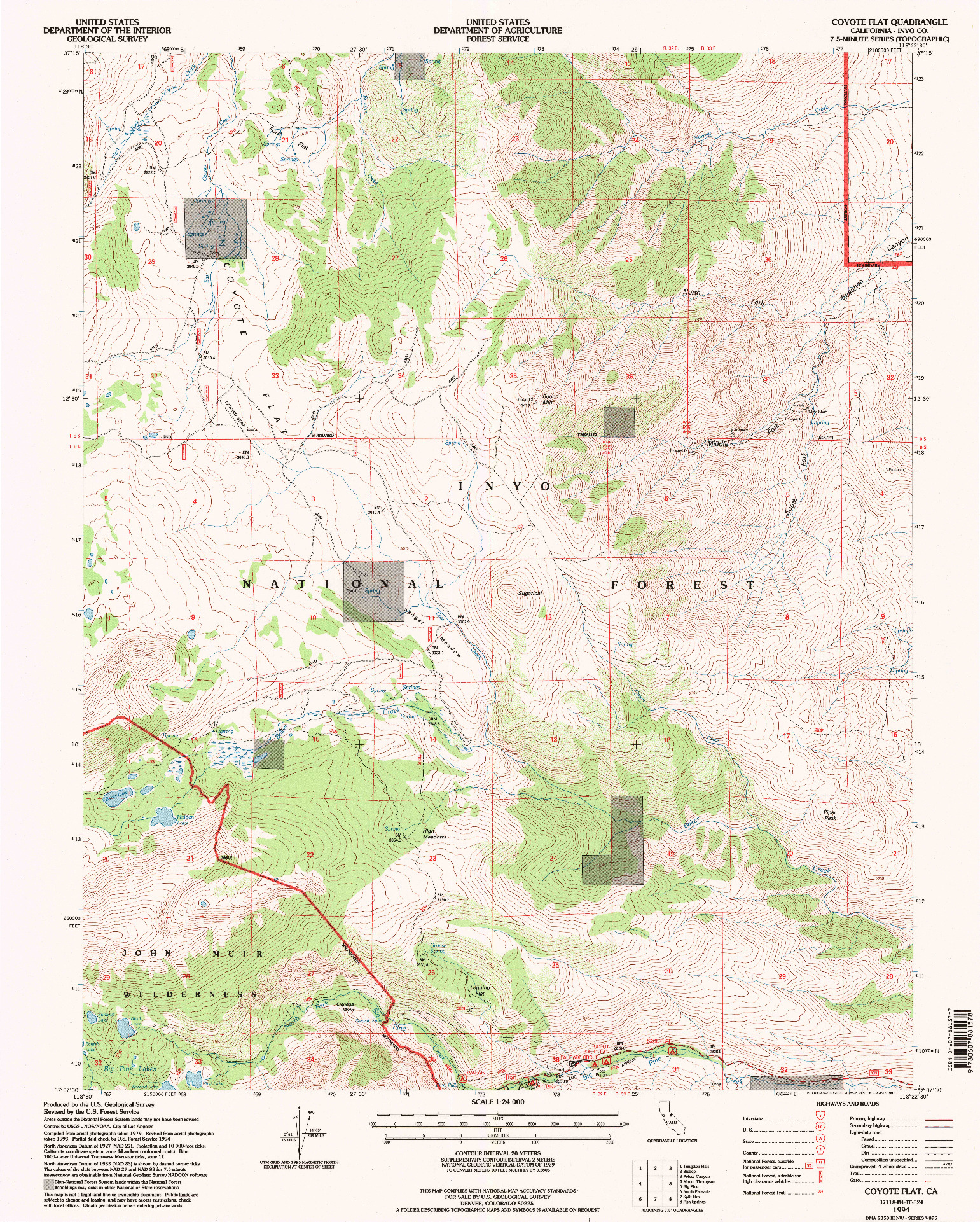 USGS 1:24000-SCALE QUADRANGLE FOR COYOTE FLAT, CA 1994