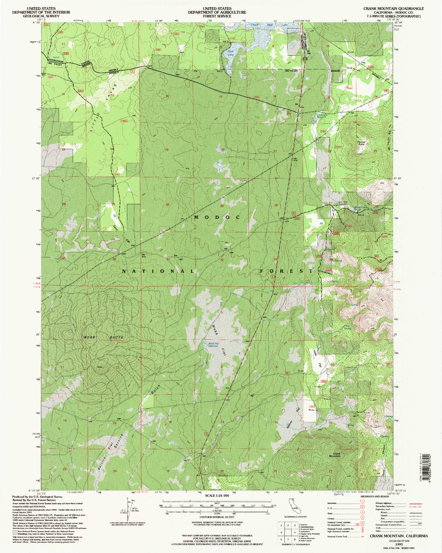 USGS 1:24000-SCALE QUADRANGLE FOR CRANK MOUNTAIN, CA 1993