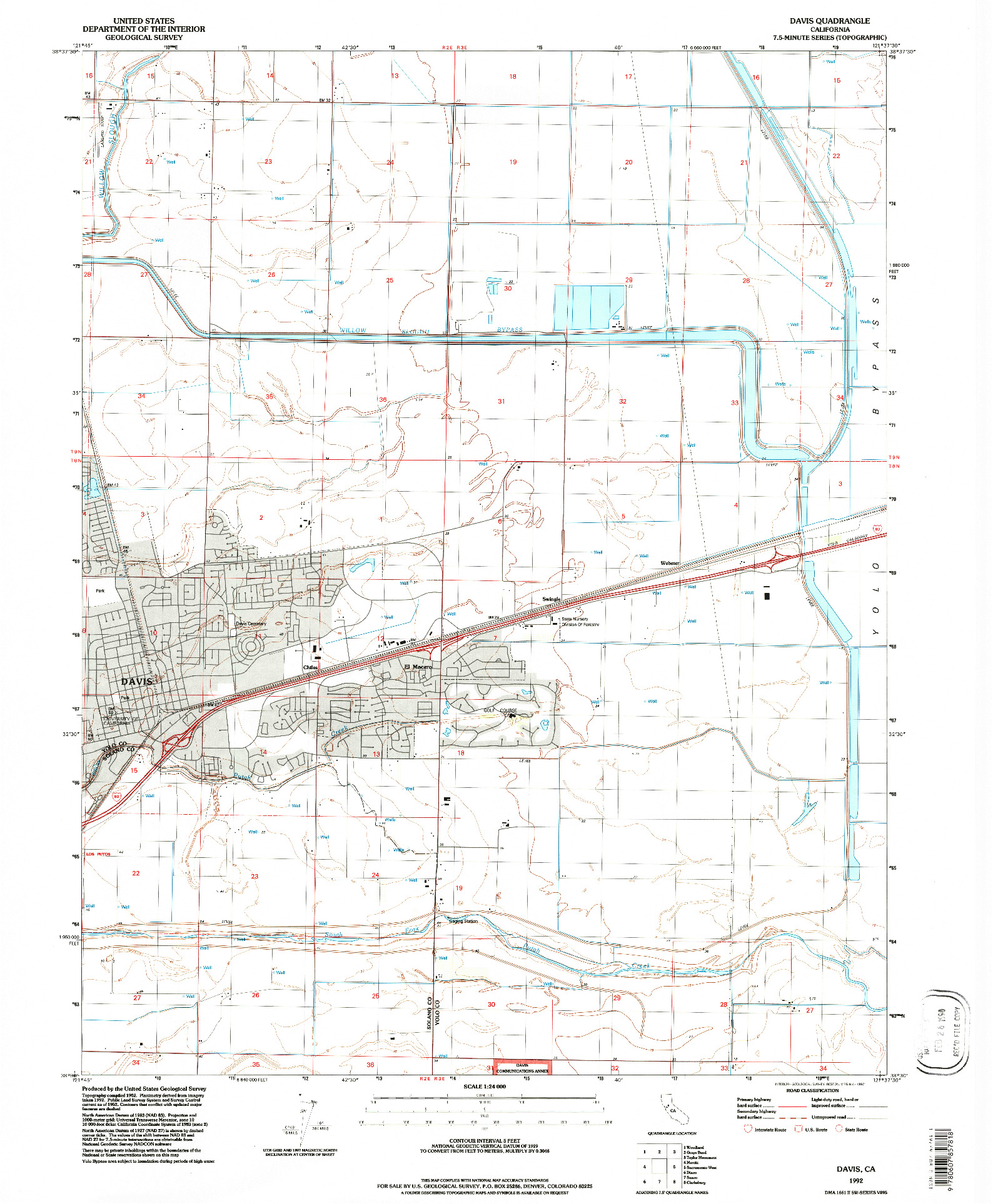 USGS 1:24000-SCALE QUADRANGLE FOR DAVIS, CA 1992