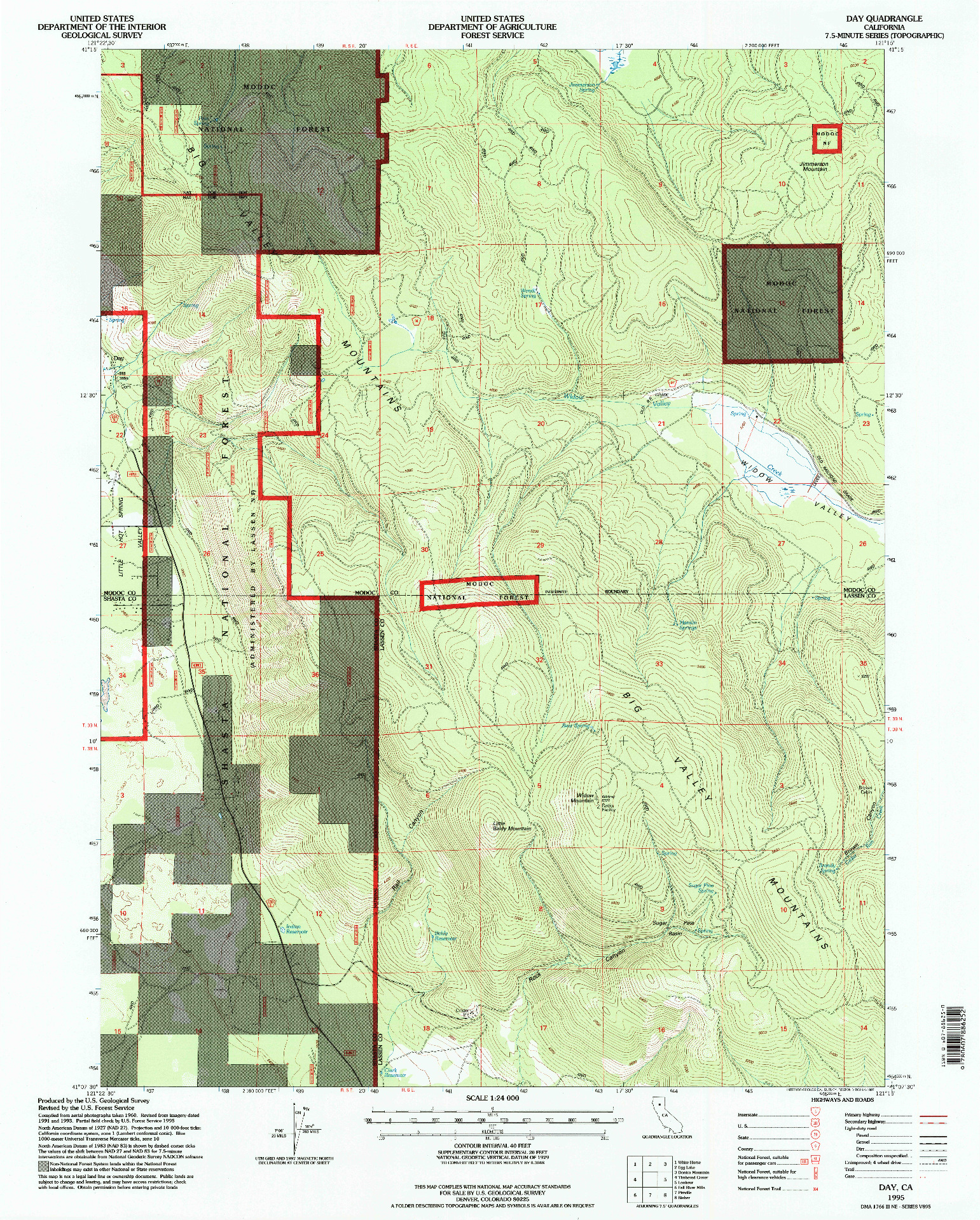 USGS 1:24000-SCALE QUADRANGLE FOR DAY, CA 1995