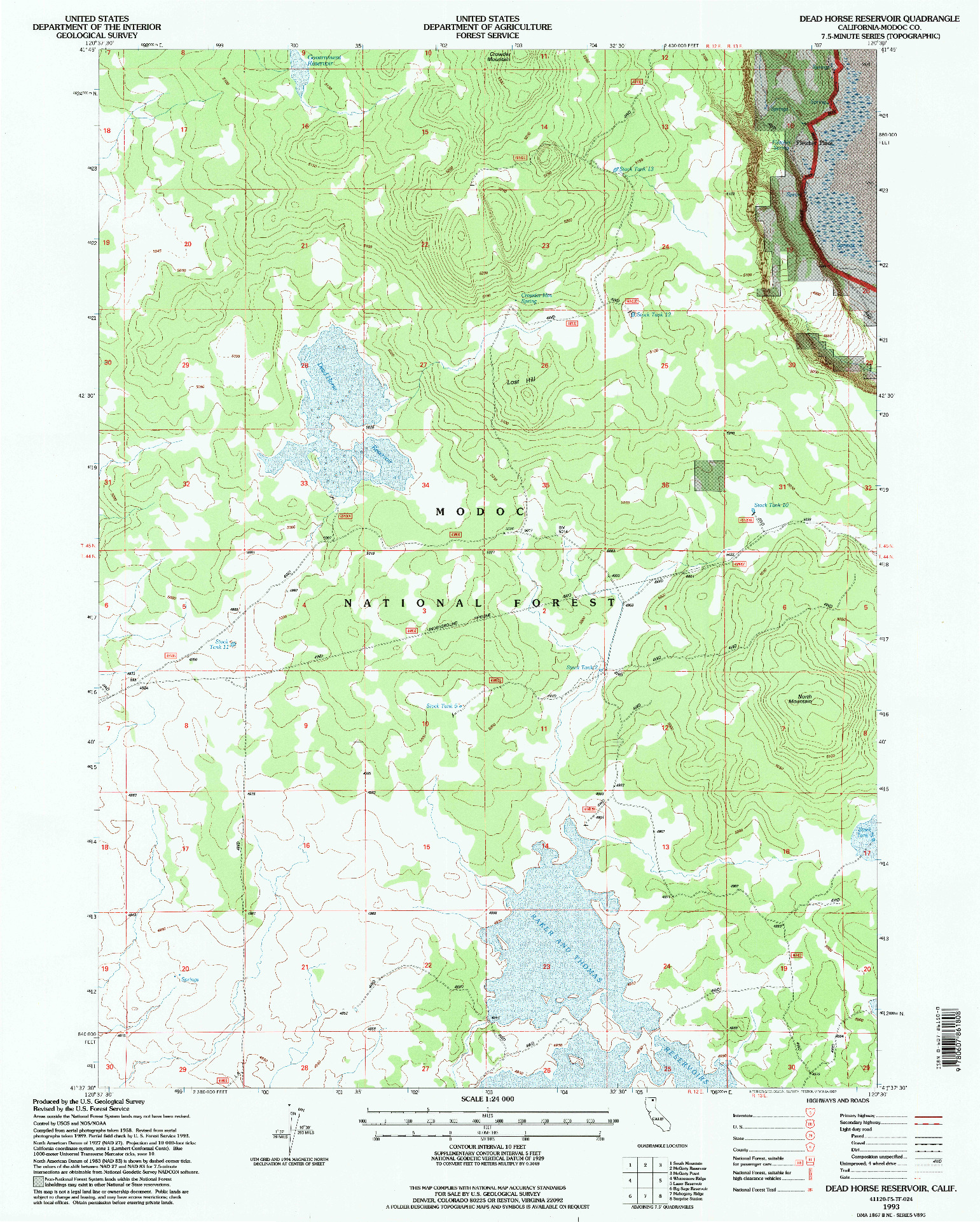 USGS 1:24000-SCALE QUADRANGLE FOR DEAD HORSE RESERVOIR, CA 1993