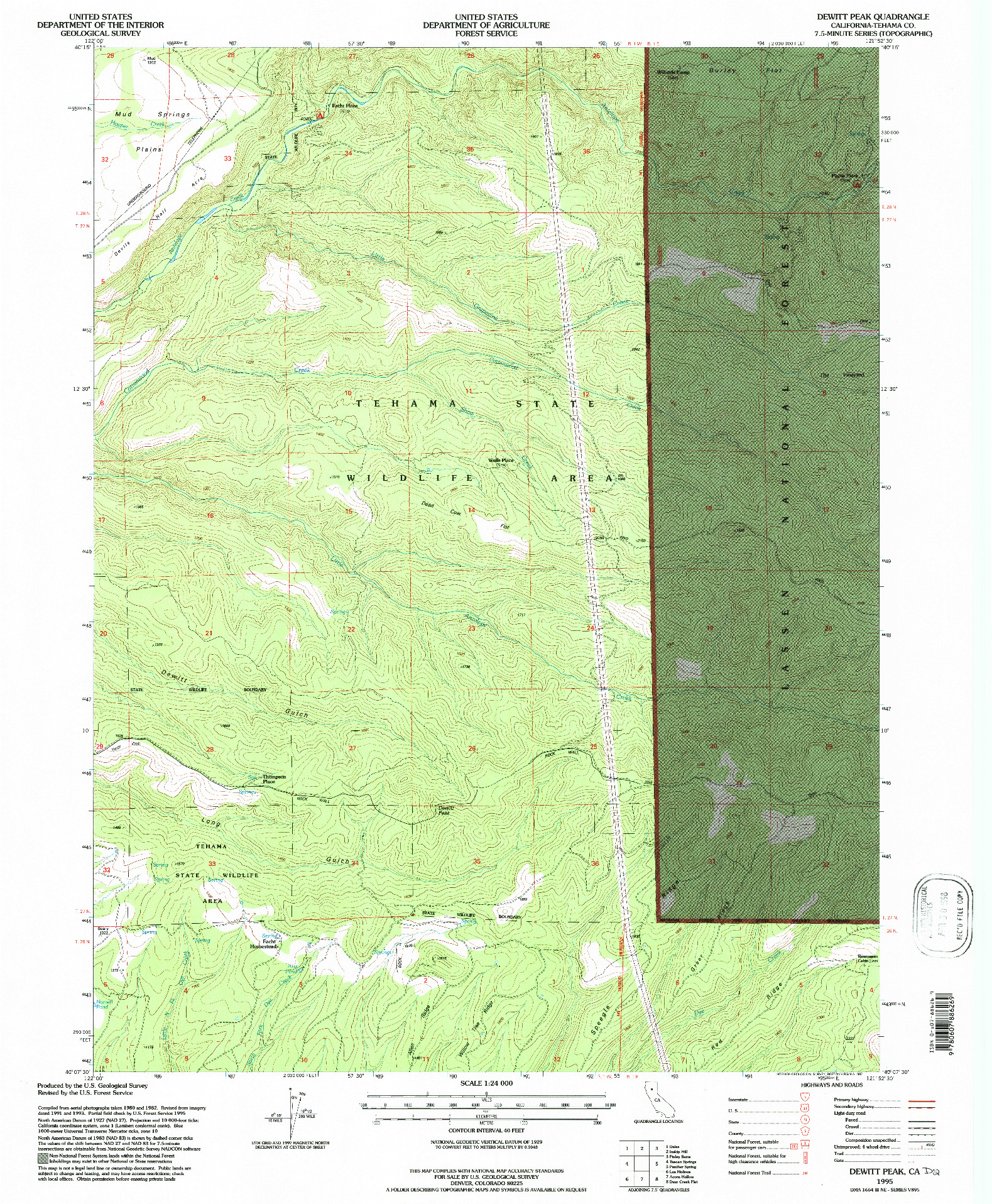 USGS 1:24000-SCALE QUADRANGLE FOR DEWITT PEAK, CA 1995
