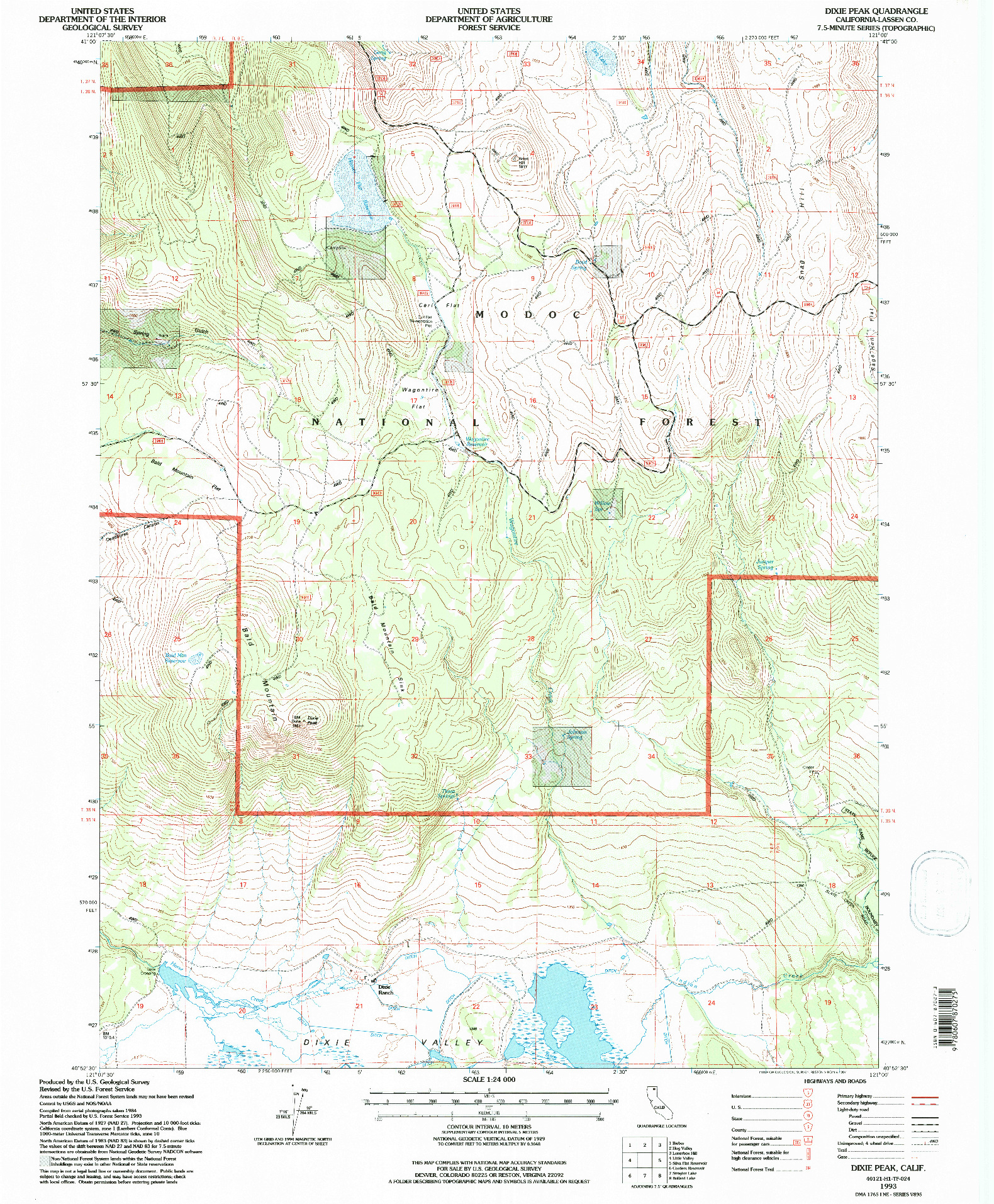 USGS 1:24000-SCALE QUADRANGLE FOR DIXIE PEAK, CA 1993