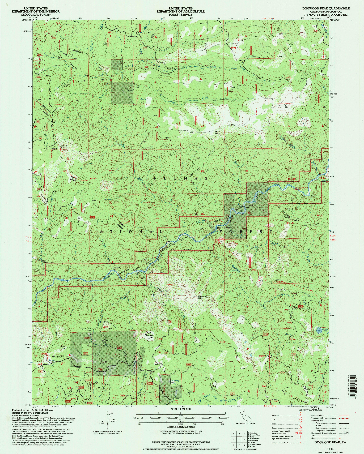 USGS 1:24000-SCALE QUADRANGLE FOR DOGWOOD PEAK, CA 1994