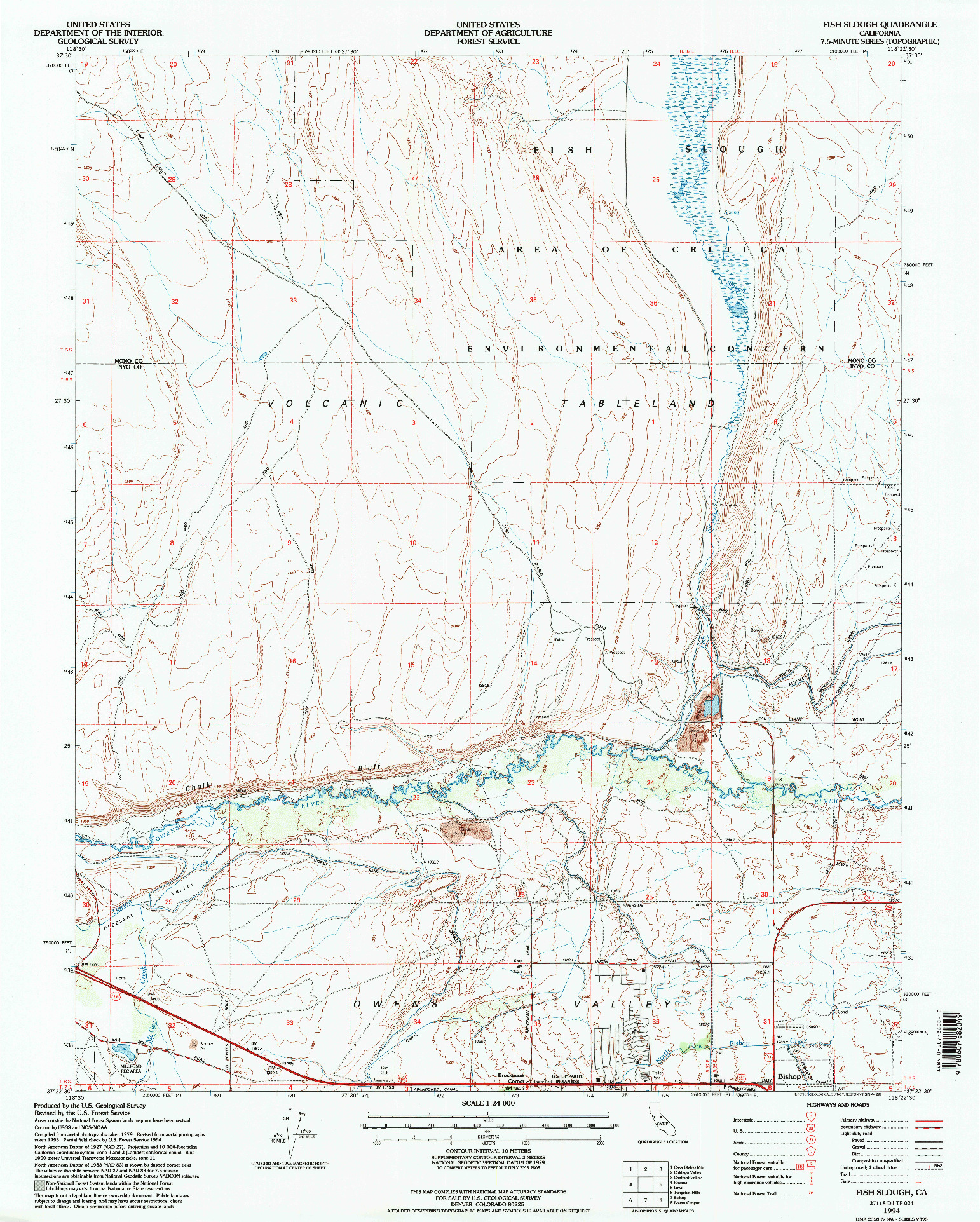 USGS 1:24000-SCALE QUADRANGLE FOR FISH SLOUGH, CA 1994