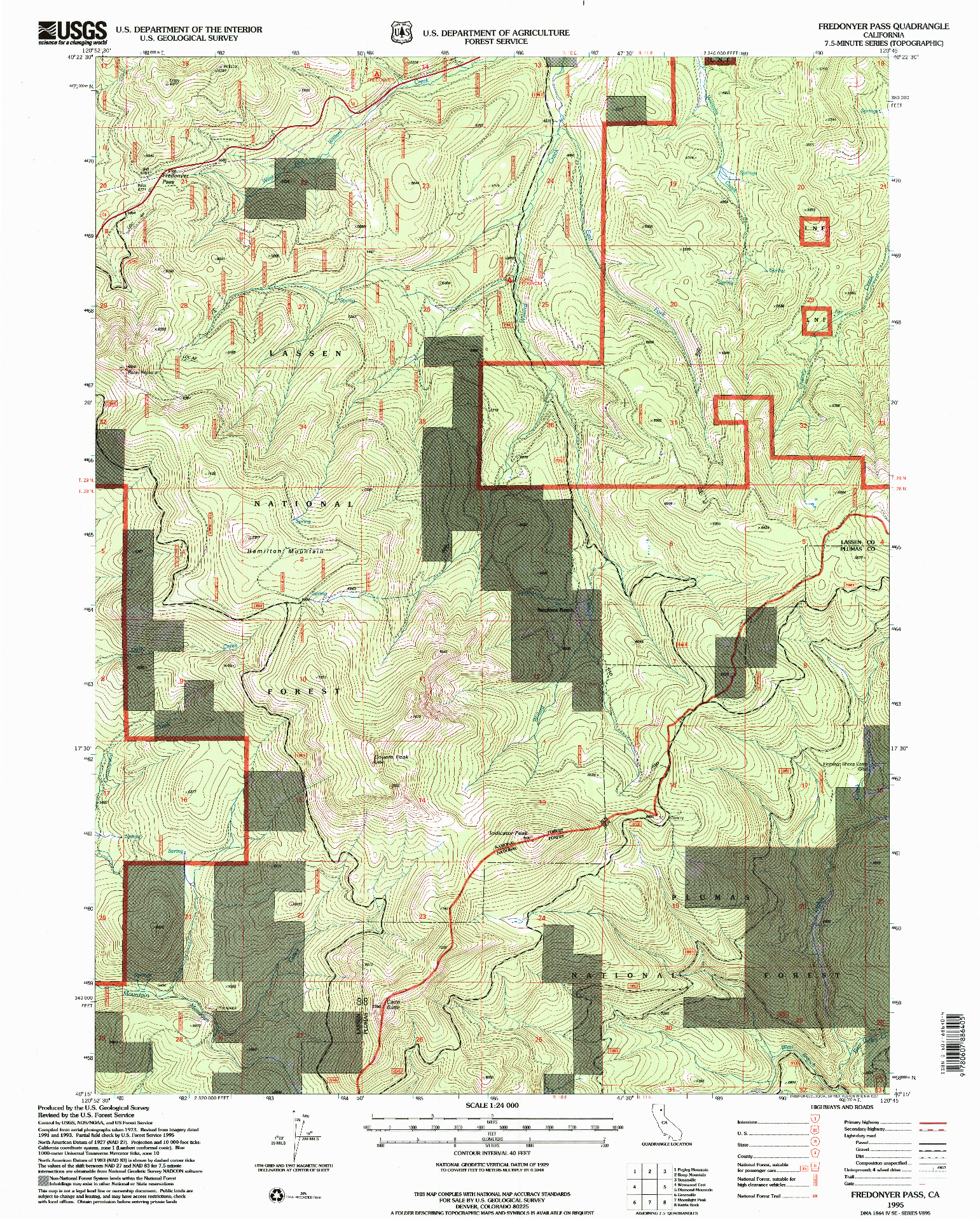 USGS 1:24000-SCALE QUADRANGLE FOR FREDONYER PASS, CA 1995