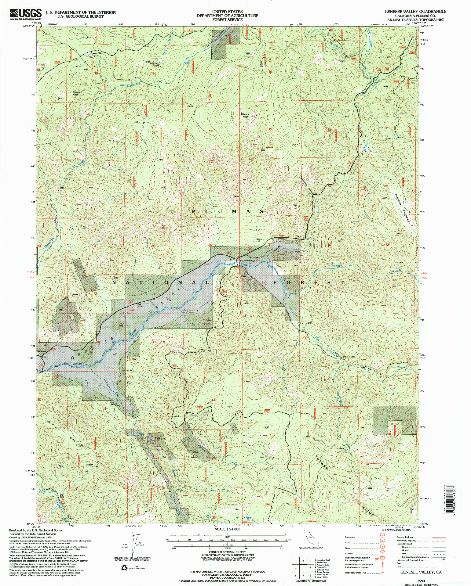 USGS 1:24000-SCALE QUADRANGLE FOR GENESEE VALLEY, CA 1994