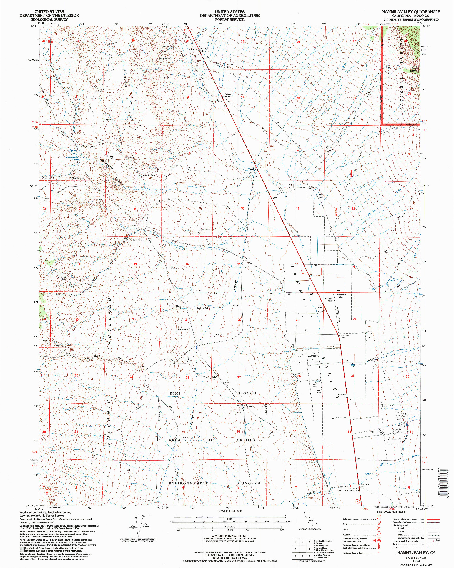 USGS 1:24000-SCALE QUADRANGLE FOR HAMMIL VALLEY, CA 1994