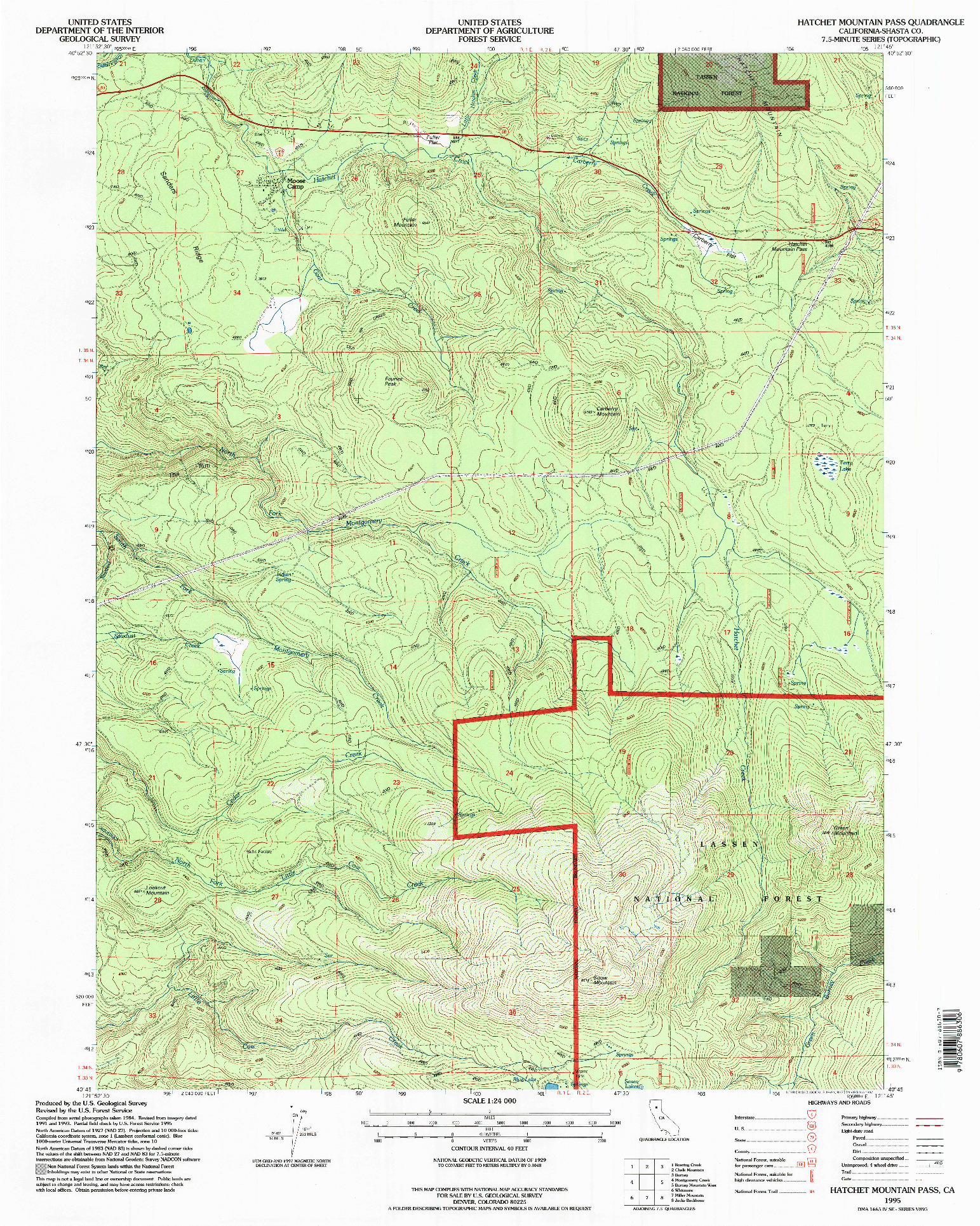 USGS 1:24000-SCALE QUADRANGLE FOR HATCHET MOUNTAIN PASS, CA 1995