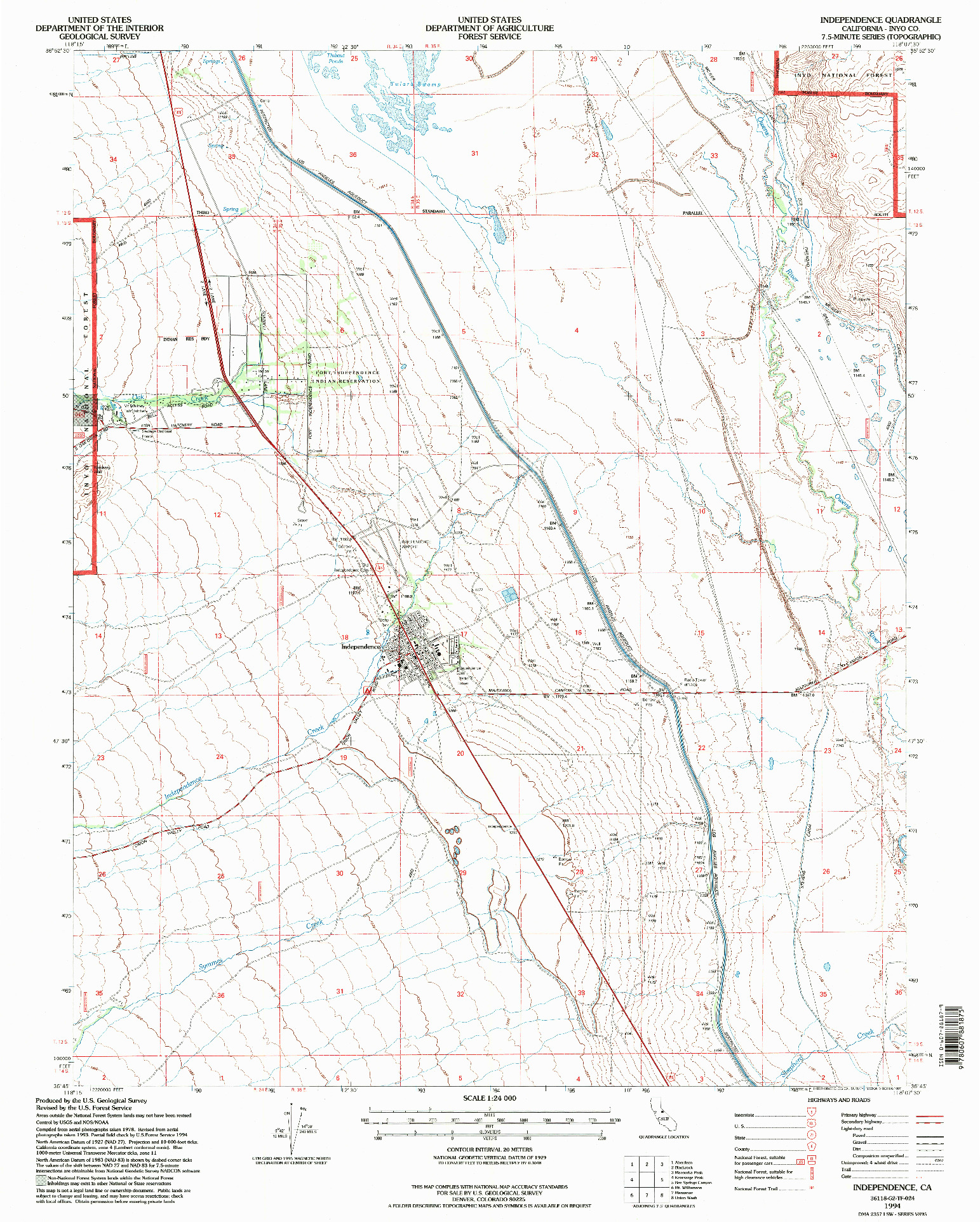 USGS 1:24000-SCALE QUADRANGLE FOR INDEPENDENCE, CA 1994