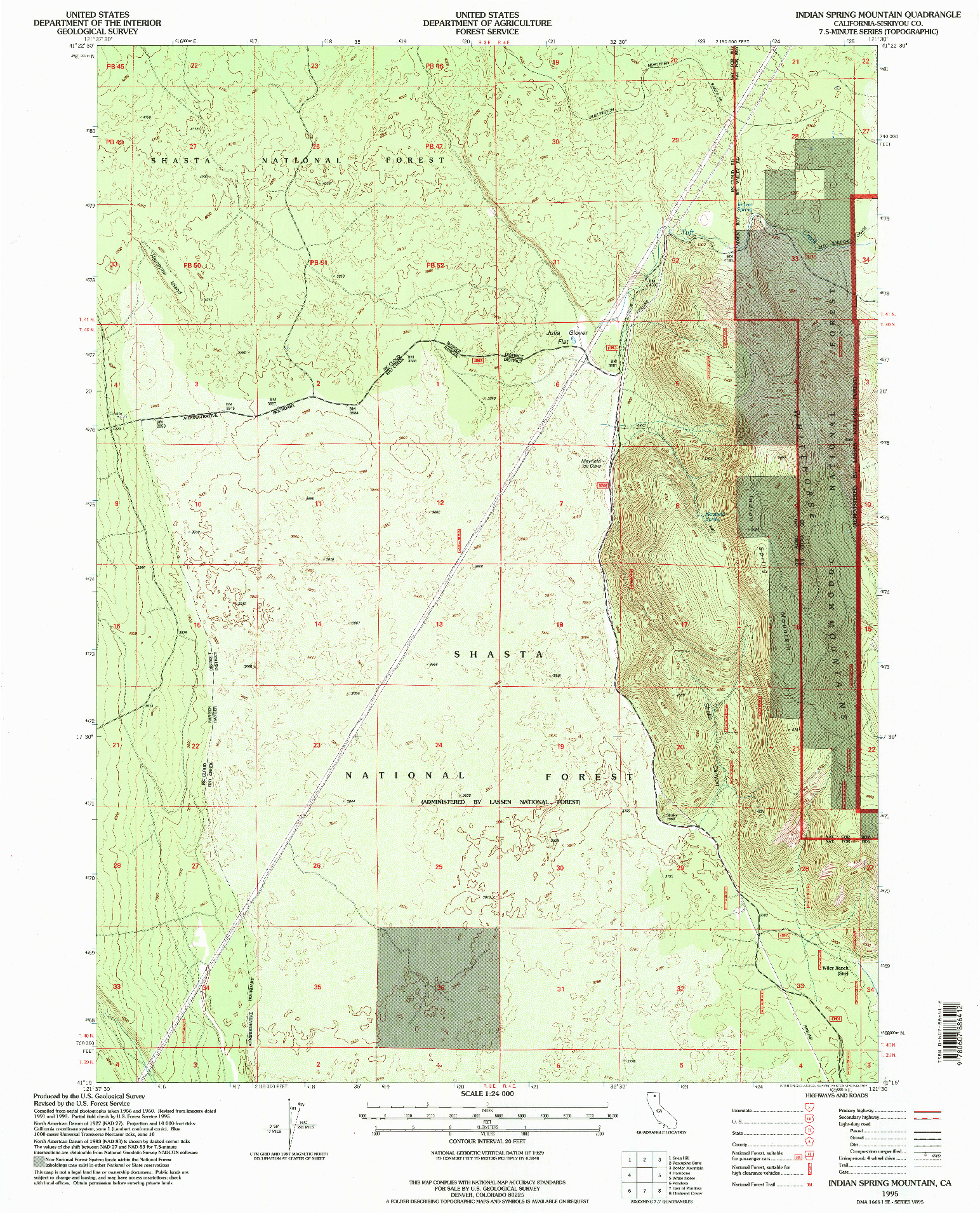 USGS 1:24000-SCALE QUADRANGLE FOR INDIAN SPRING MOUNTAIN, CA 1995