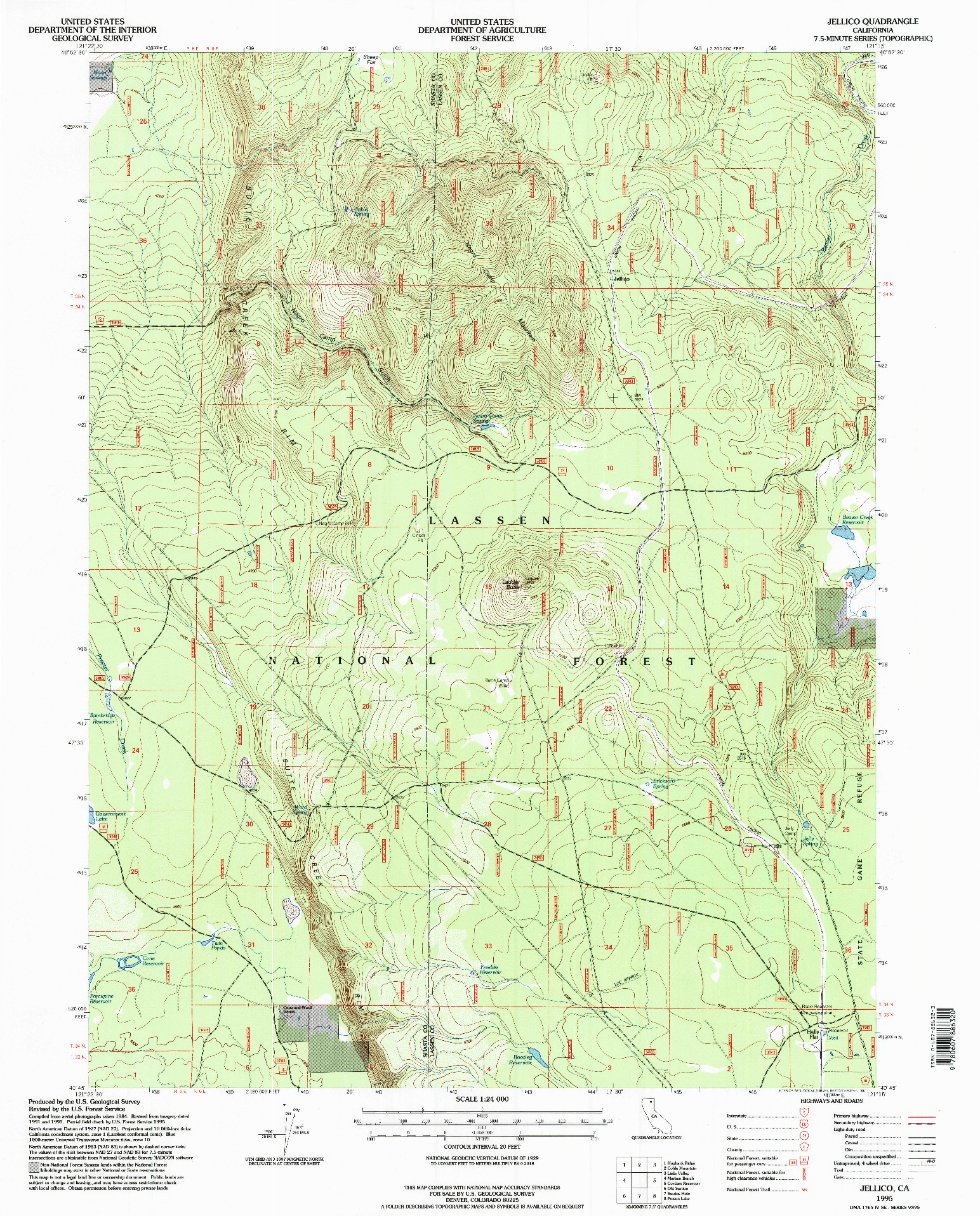 USGS 1:24000-SCALE QUADRANGLE FOR JELLICO, CA 1995