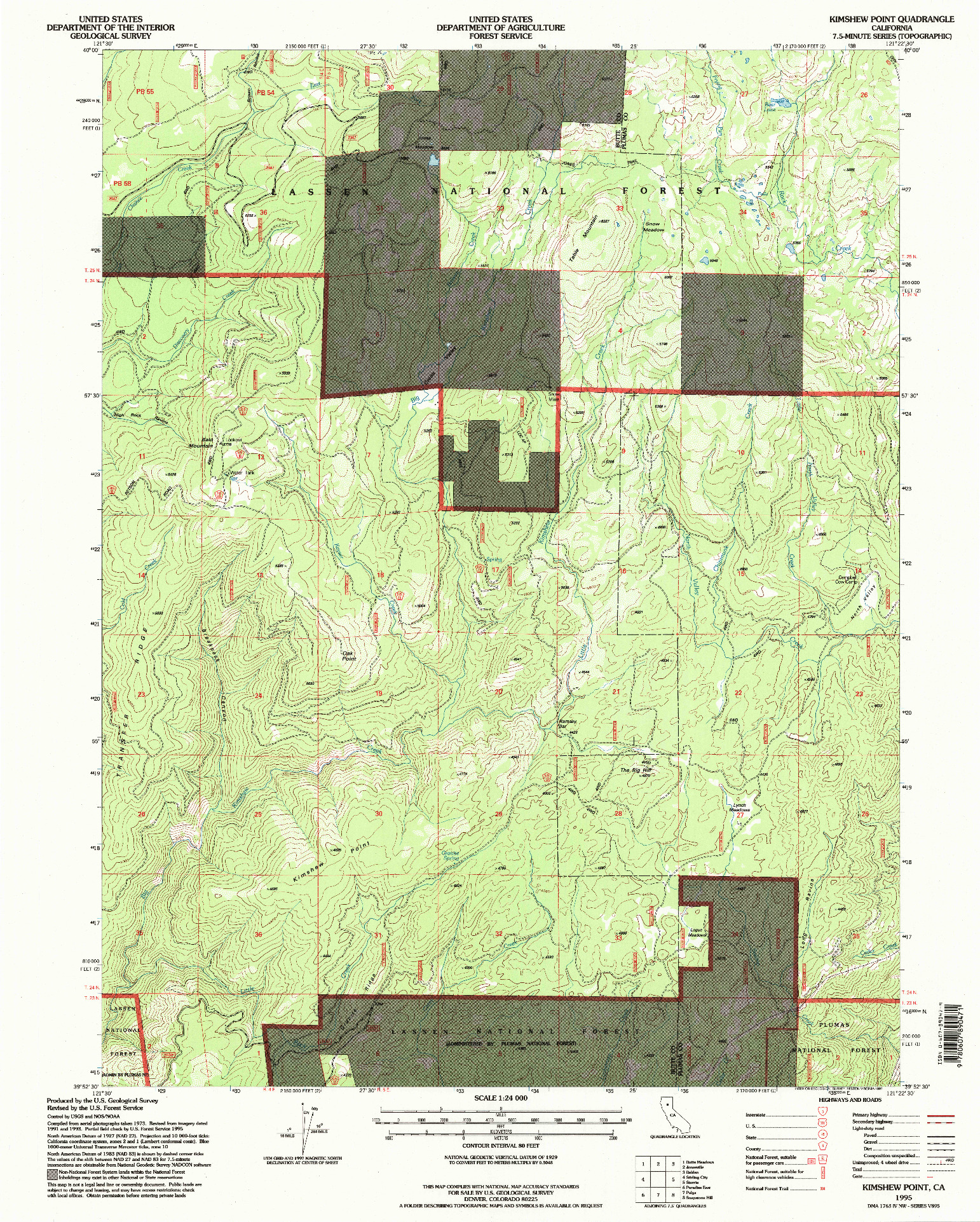 USGS 1:24000-SCALE QUADRANGLE FOR KIMSHEW POINT, CA 1995