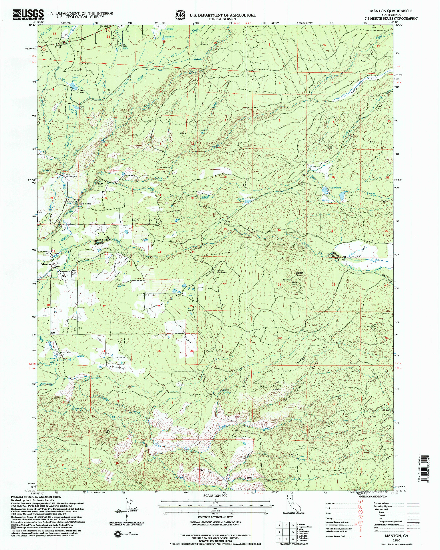 USGS 1:24000-SCALE QUADRANGLE FOR MANTON, CA 1995