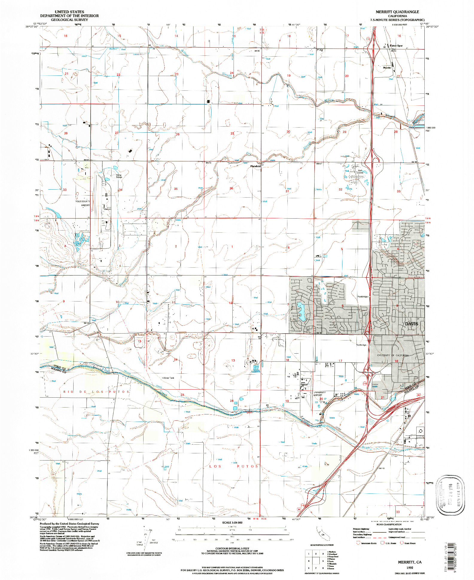 USGS 1:24000-SCALE QUADRANGLE FOR MERRITT, CA 1992