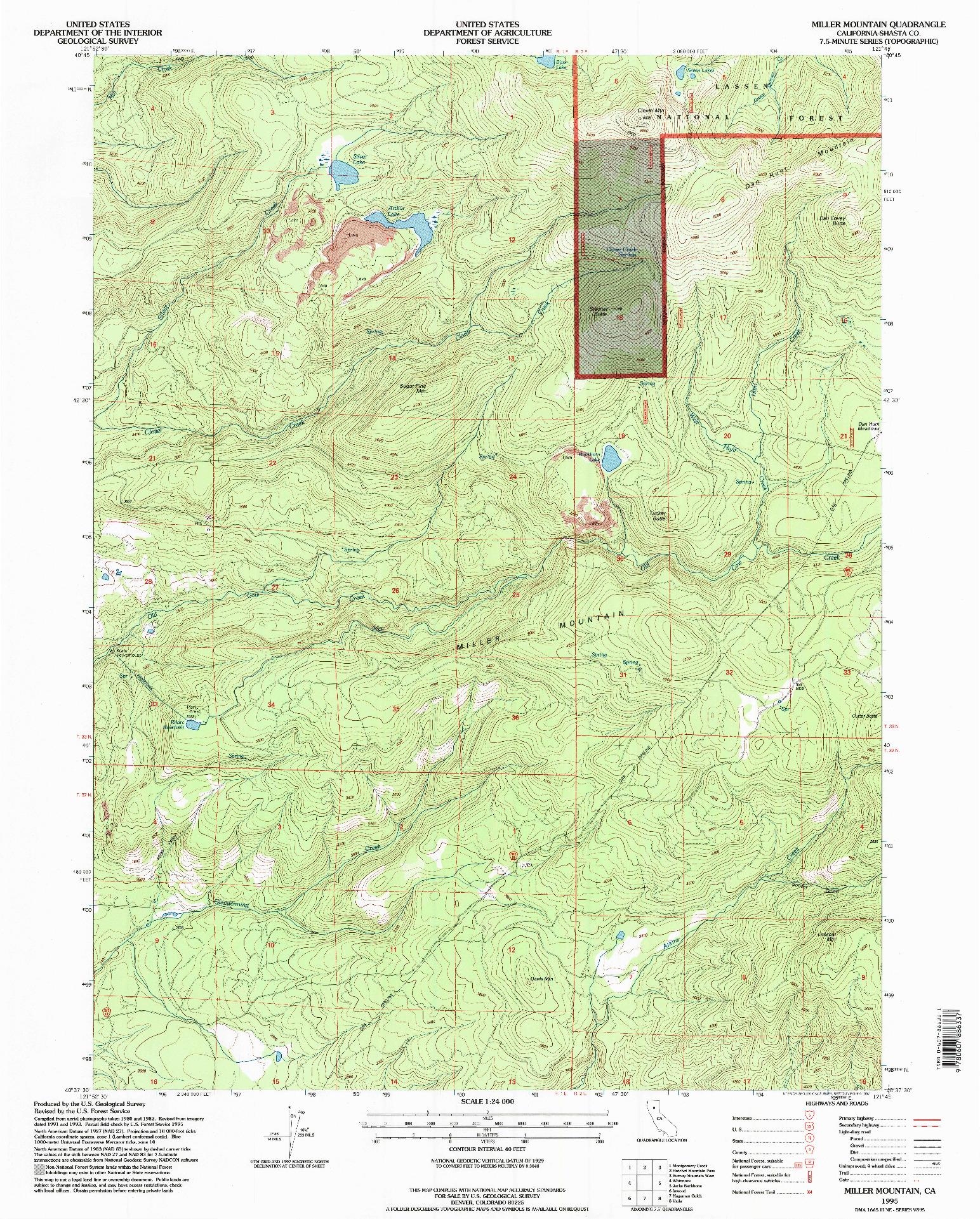 USGS 1:24000-SCALE QUADRANGLE FOR MILLER MOUNTAIN, CA 1995