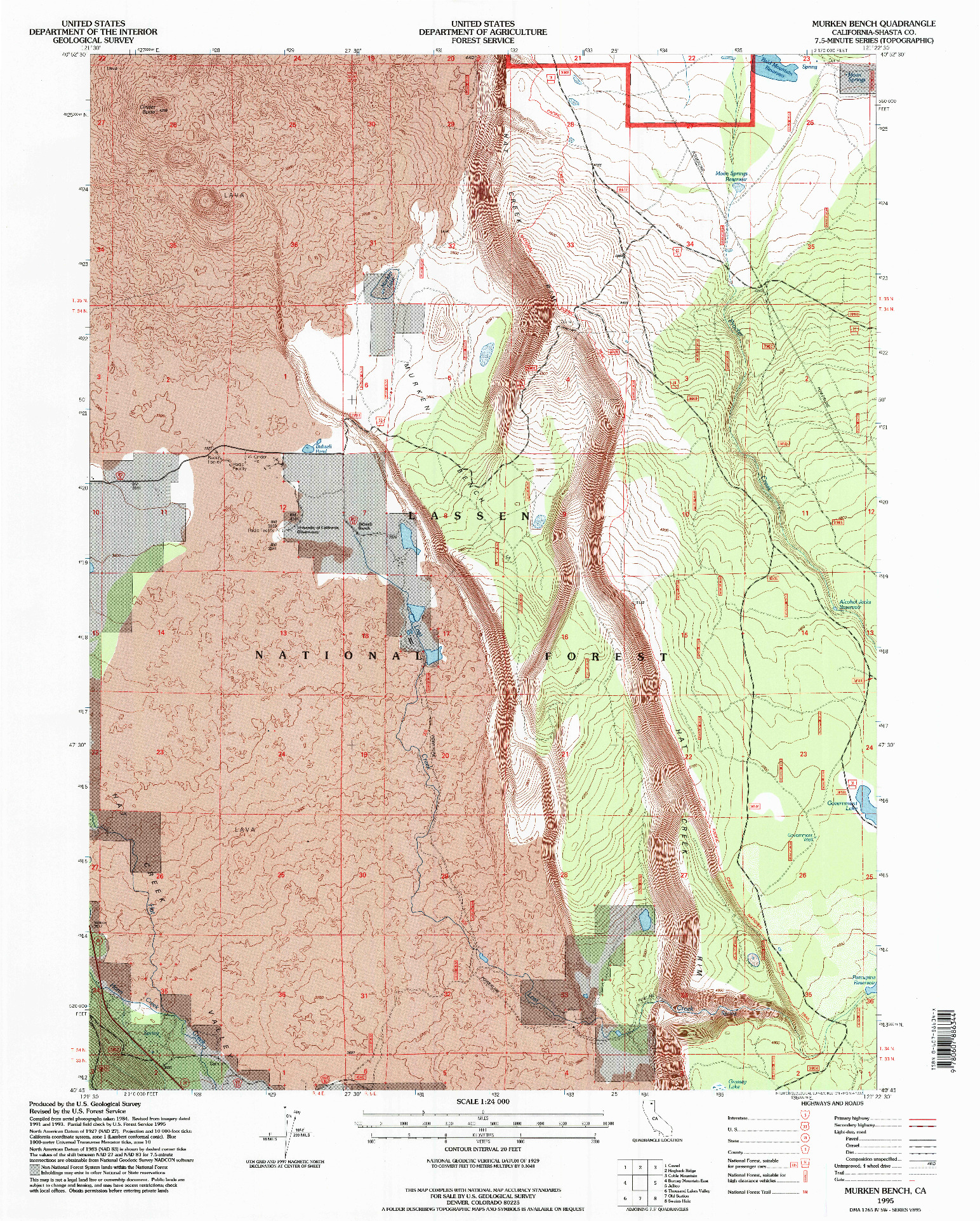 USGS 1:24000-SCALE QUADRANGLE FOR MURKEN BENCH, CA 1995