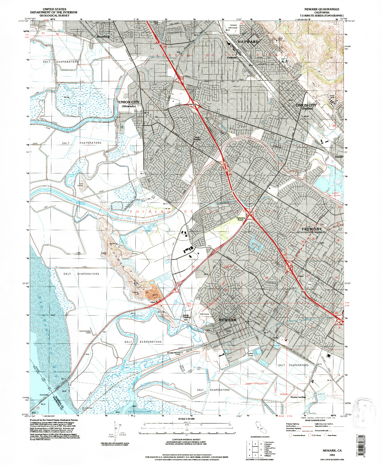 USGS 1:24000-SCALE QUADRANGLE FOR NEWARK, CA 1993