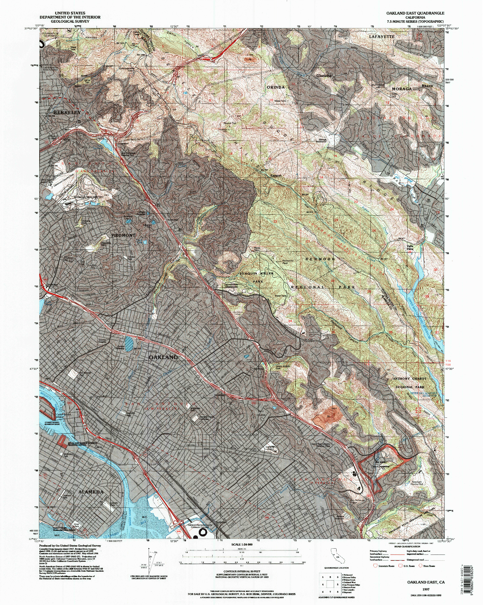 USGS 1:24000-SCALE QUADRANGLE FOR OAKLAND EAST, CA 1997