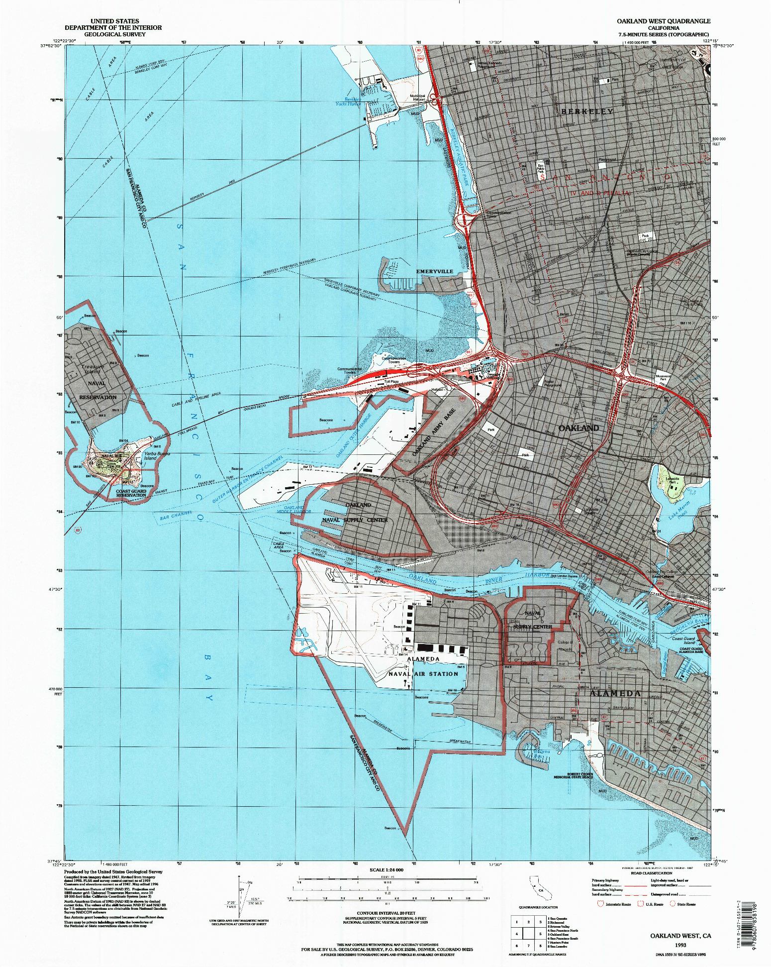 USGS 1:24000-SCALE QUADRANGLE FOR OAKLAND WEST, CA 1993