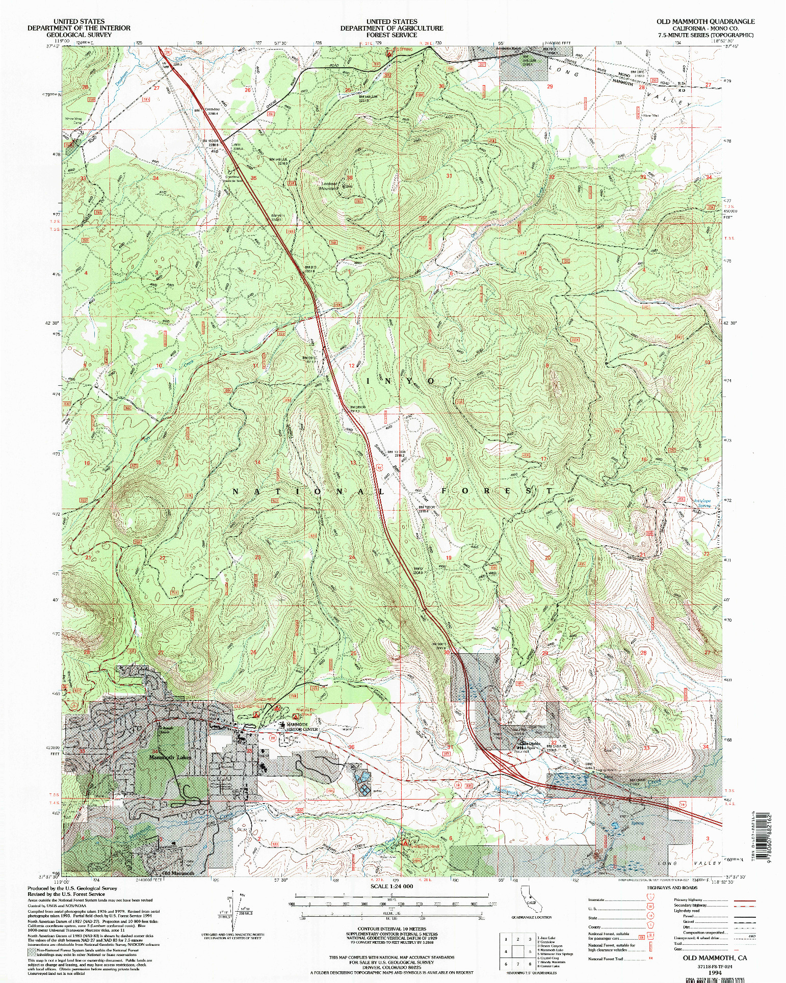 USGS 1:24000-SCALE QUADRANGLE FOR OLD MAMMOTH, CA 1994