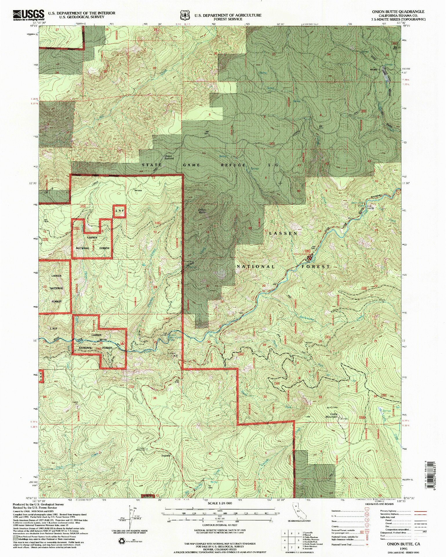 USGS 1:24000-SCALE QUADRANGLE FOR ONION BUTTE, CA 1995