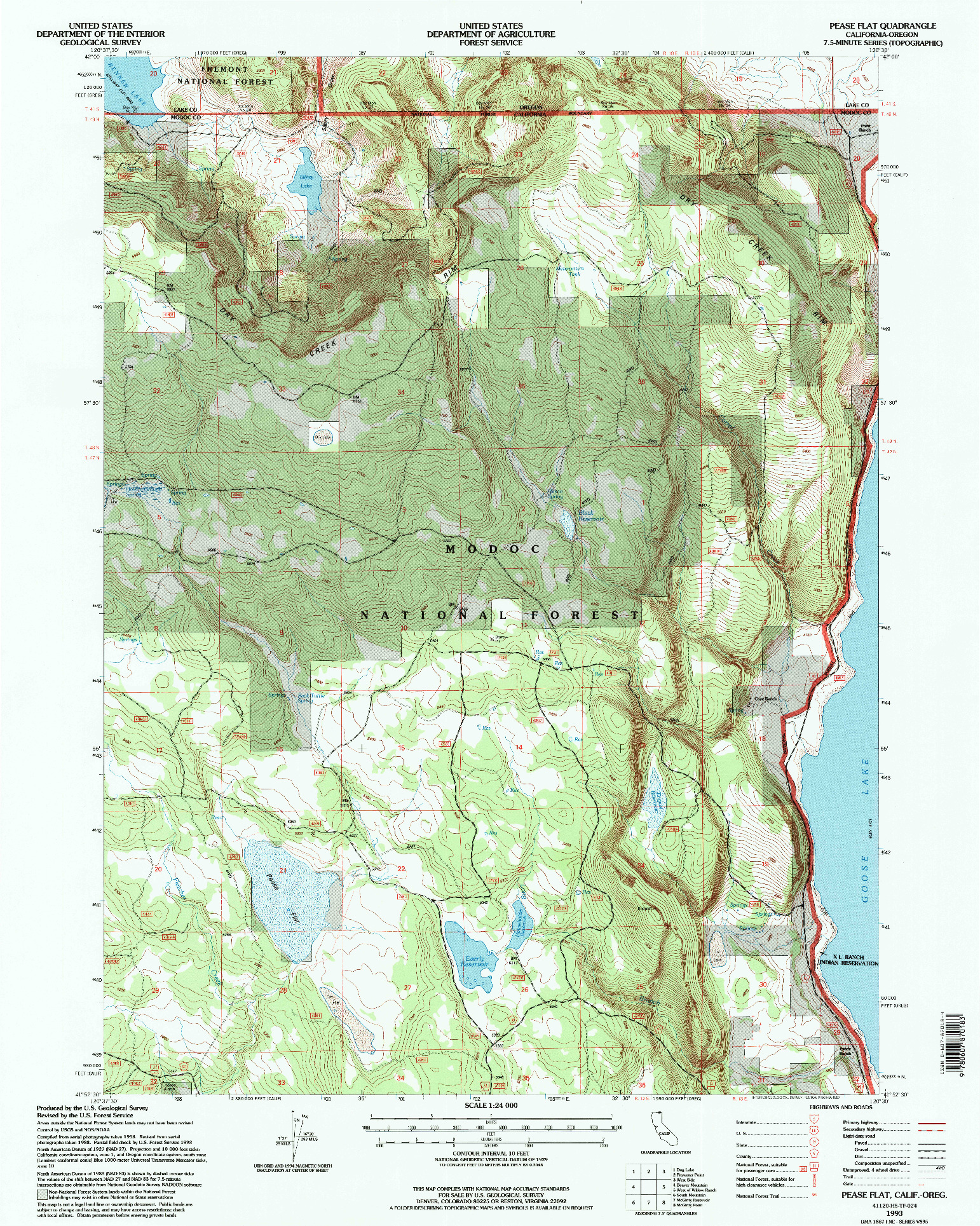 USGS 1:24000-SCALE QUADRANGLE FOR PEASE FLAT, CA 1993