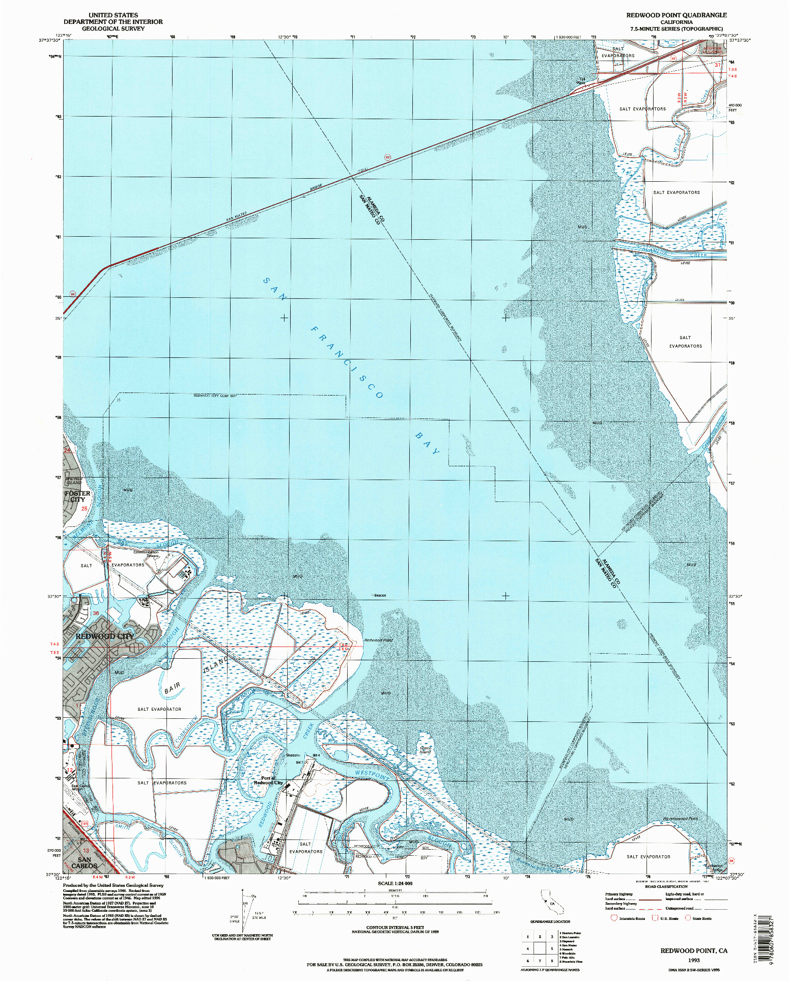 USGS 1:24000-SCALE QUADRANGLE FOR REDWOOD POINT, CA 1993