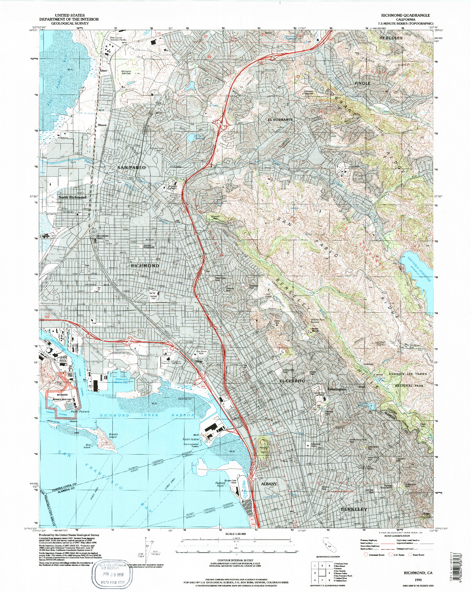 USGS 1:24000-SCALE QUADRANGLE FOR RICHMOND, CA 1993